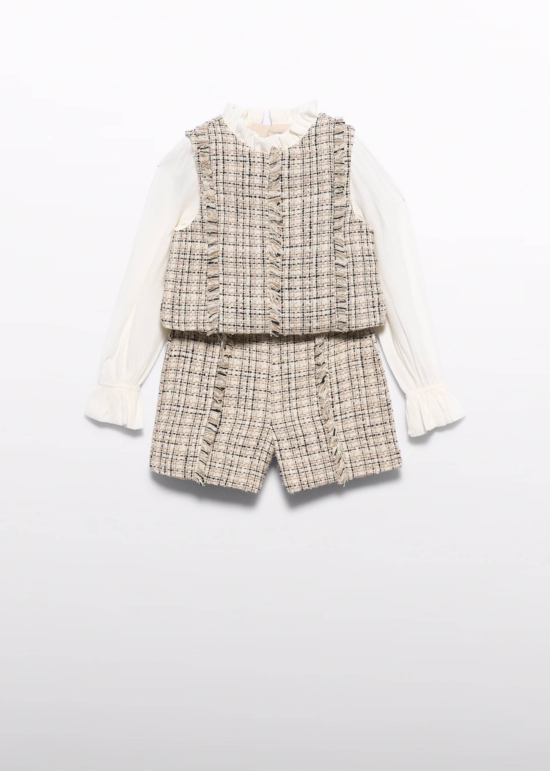 Set bermude tweed efect camasa fetita
