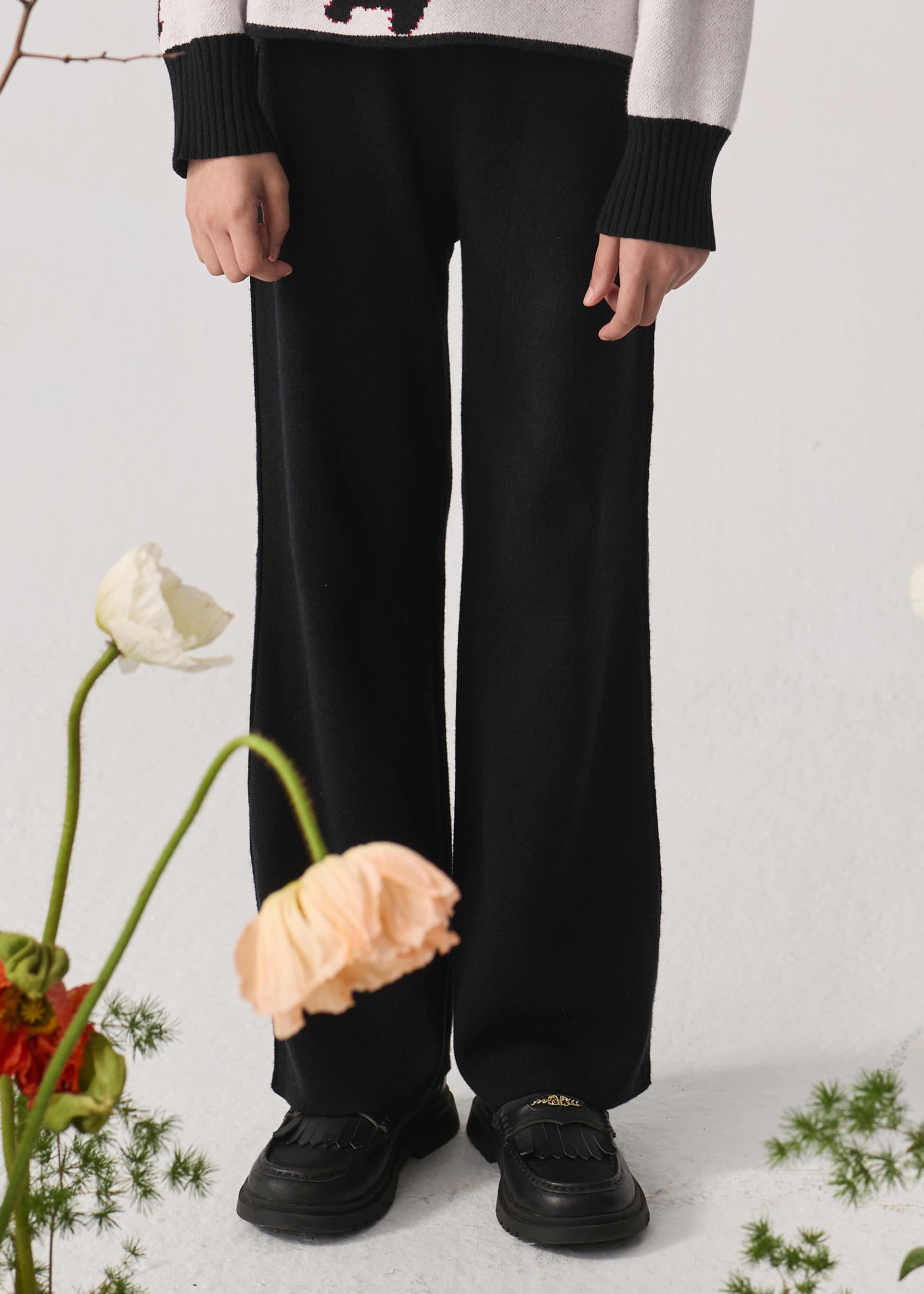 Girl Knit Pants and Sweater with Dogs Set
