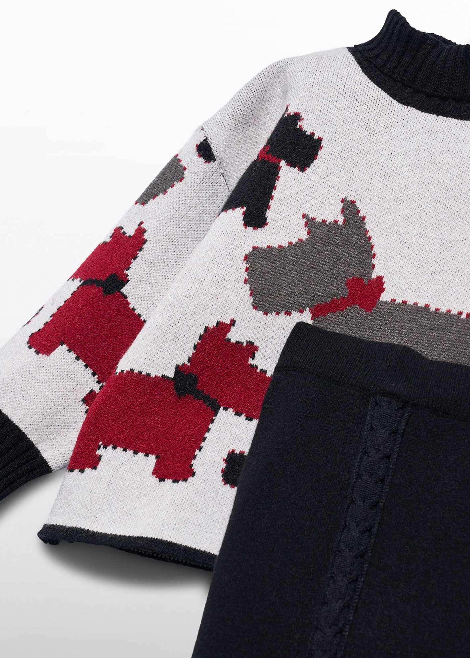 Girls' knitted dog-print trousers set