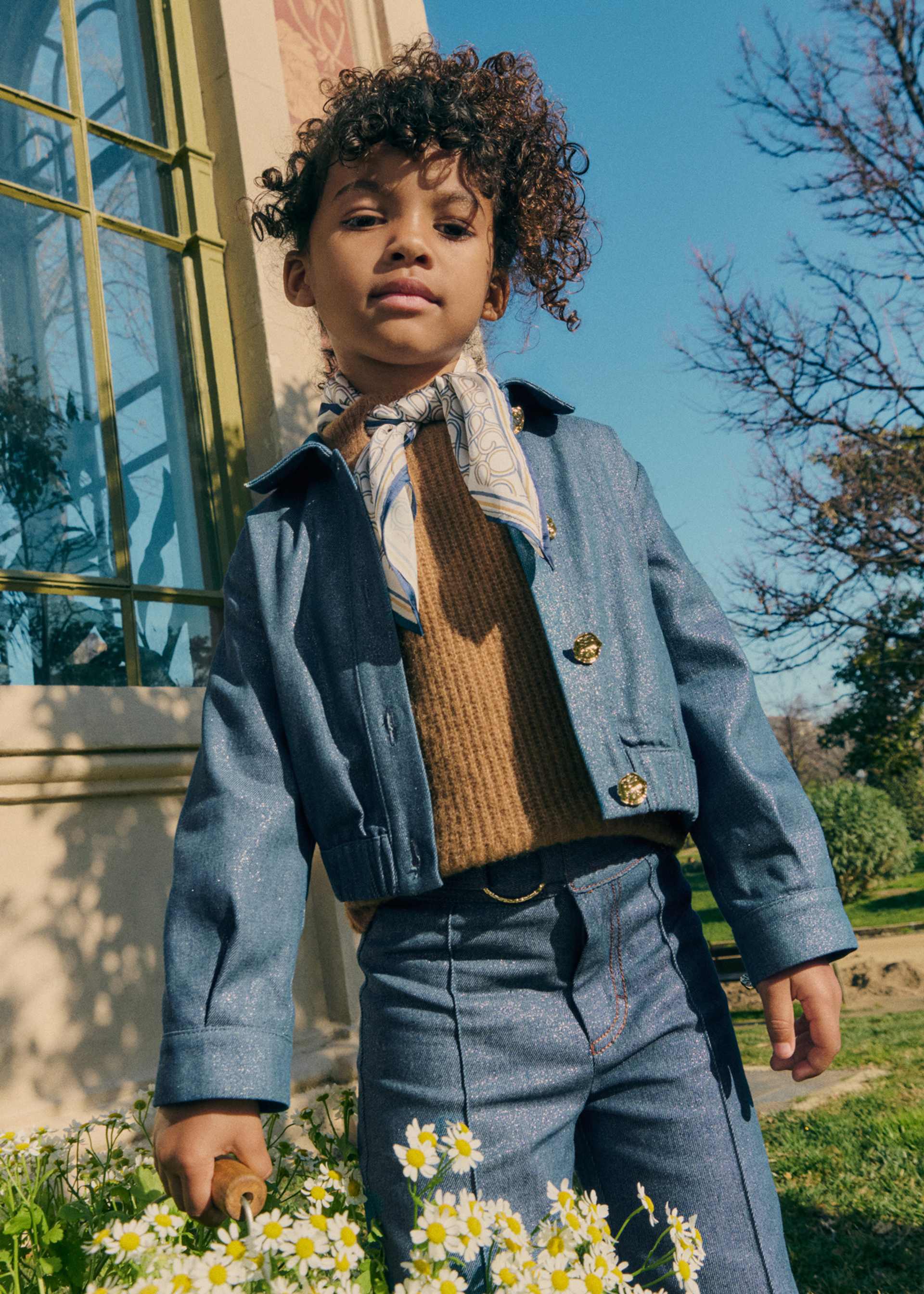 Chaqueta tejano brillo niña