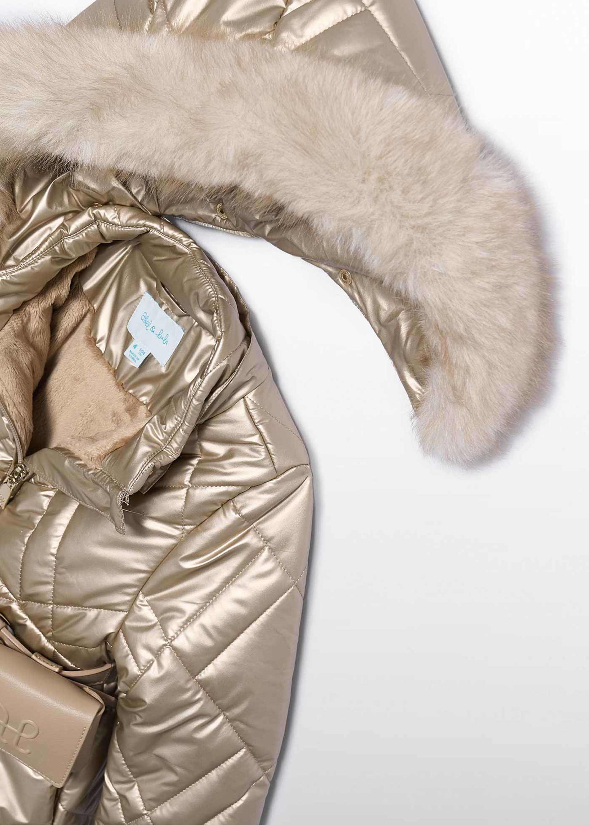 Manteau long avec ceinture et porte-monnaie fille
