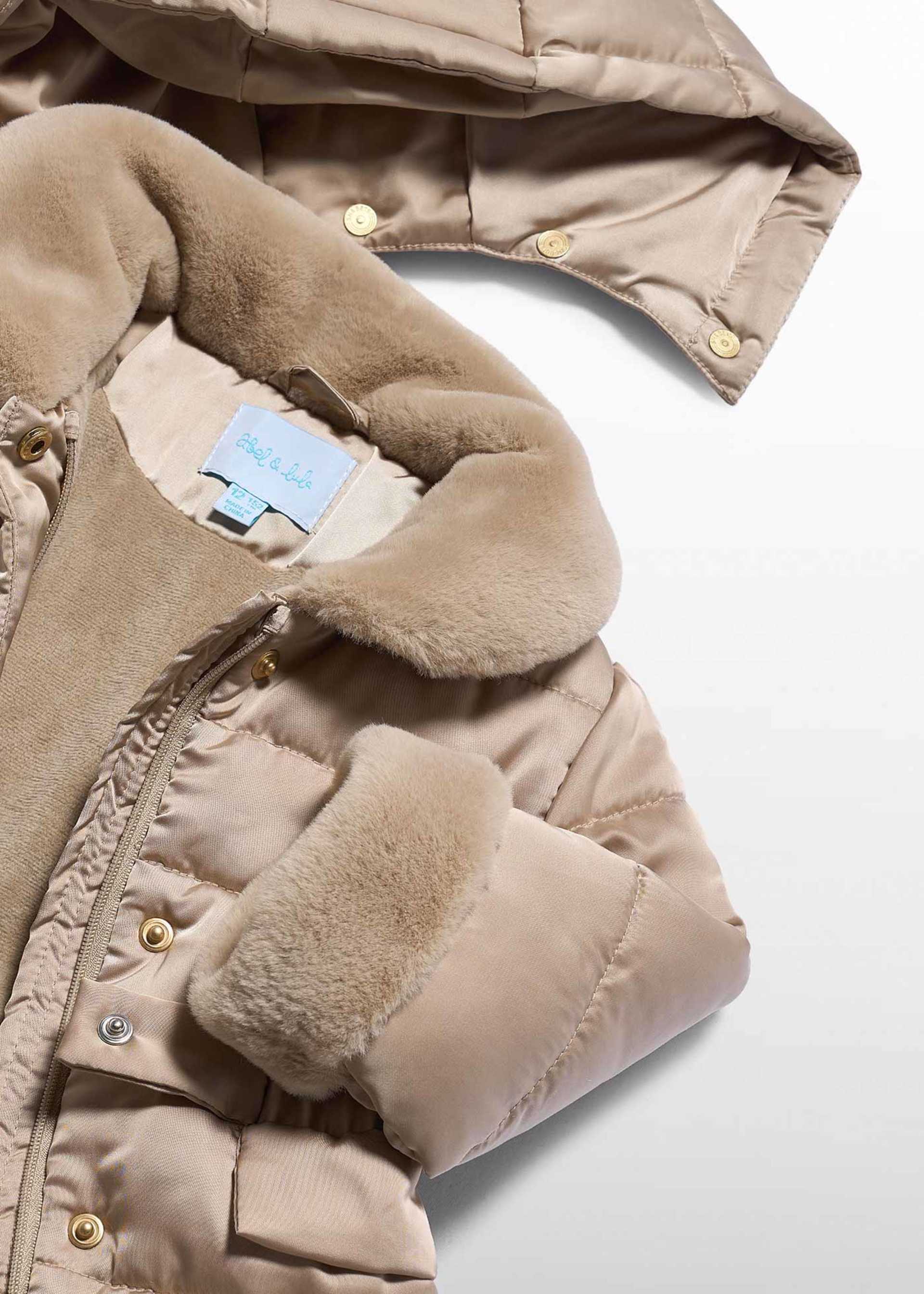 Manteau satinée et fourrure bébé fille