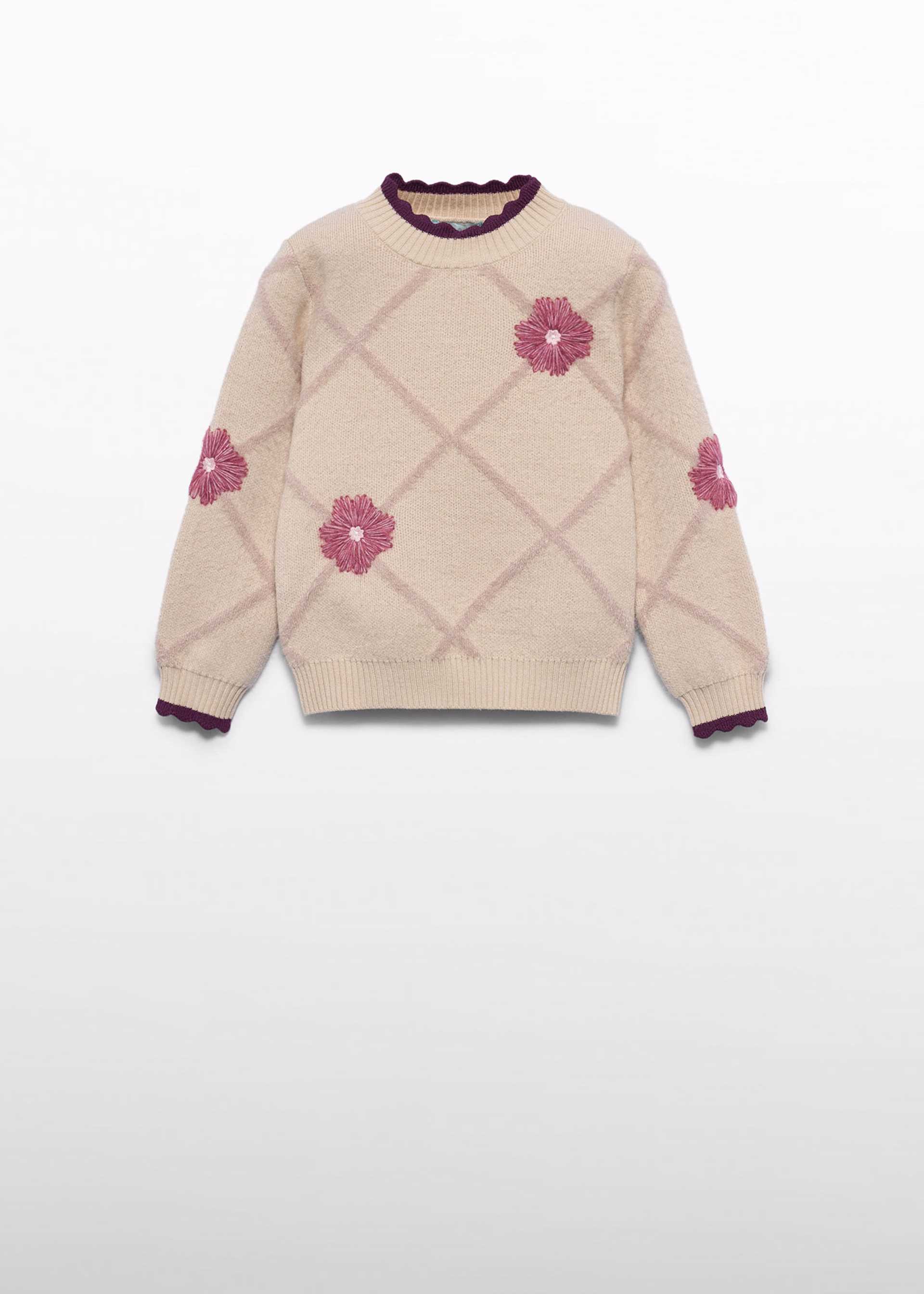 Sweter w romby z kwiatkami dla dziewczynki
