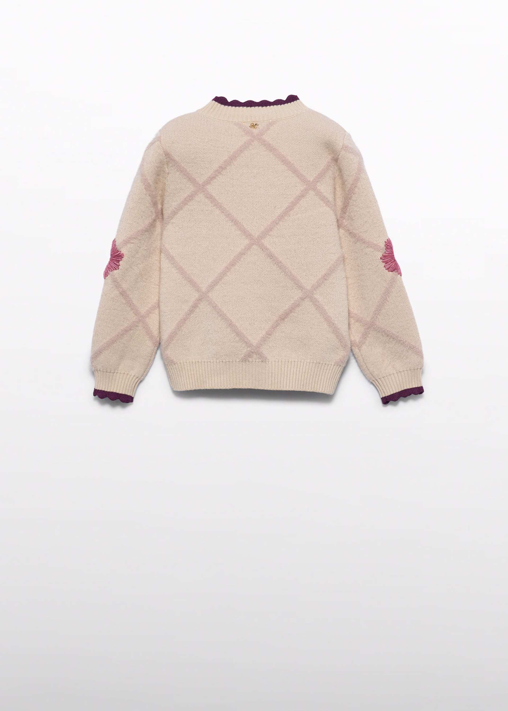 Pull à losanges fleur fille