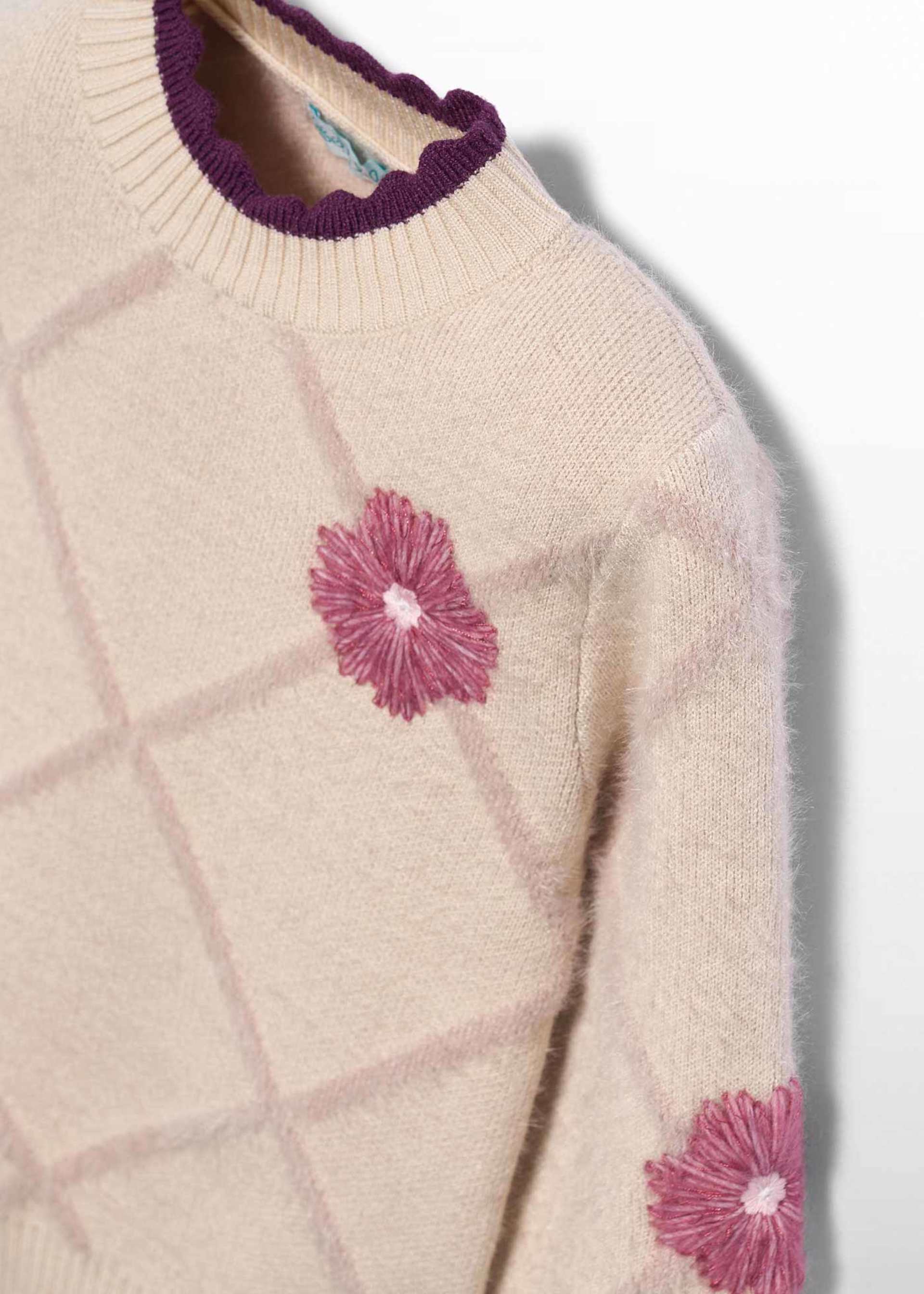 Pull à losanges fleur fille