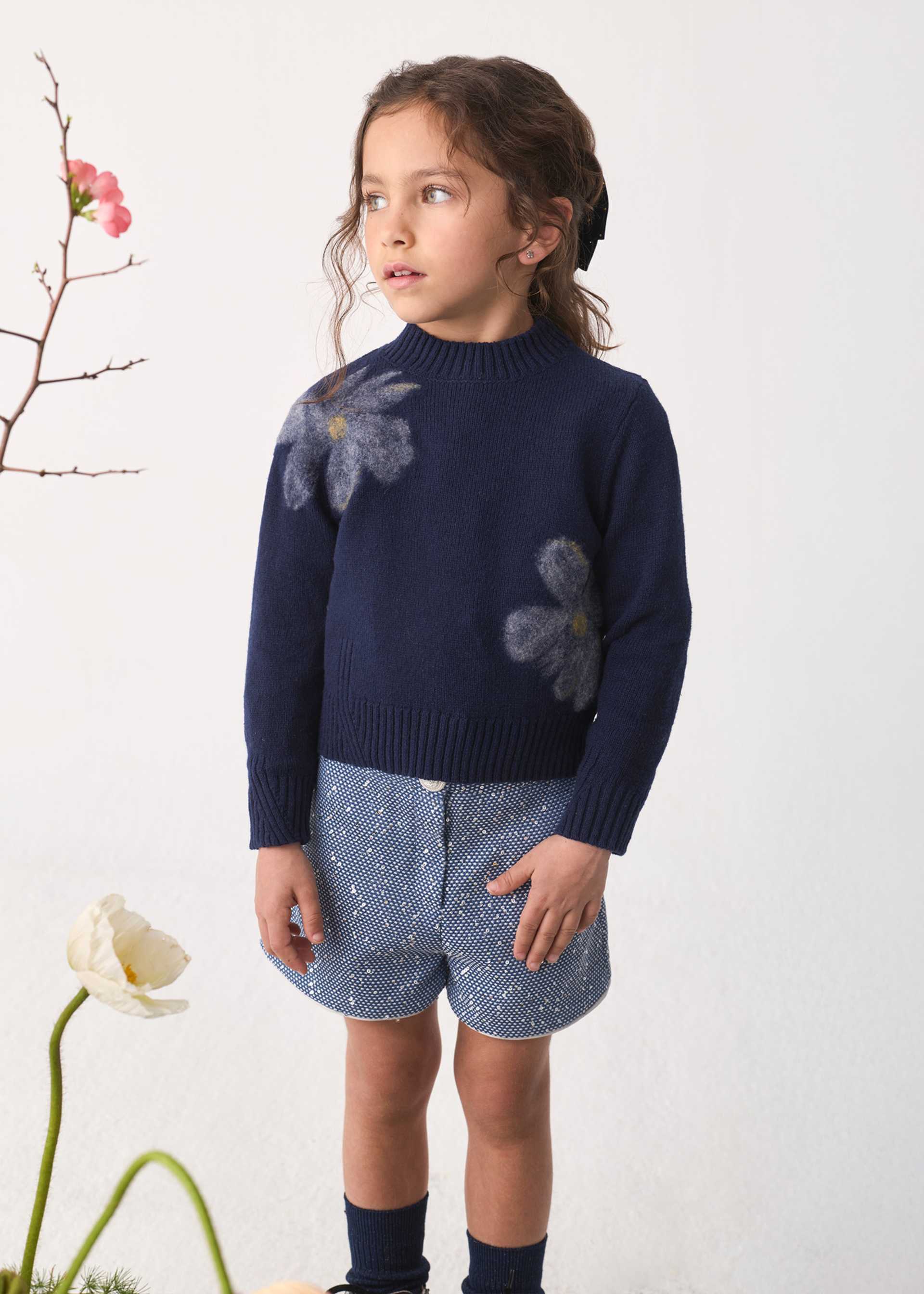 Maglione ricamo con lana bambina