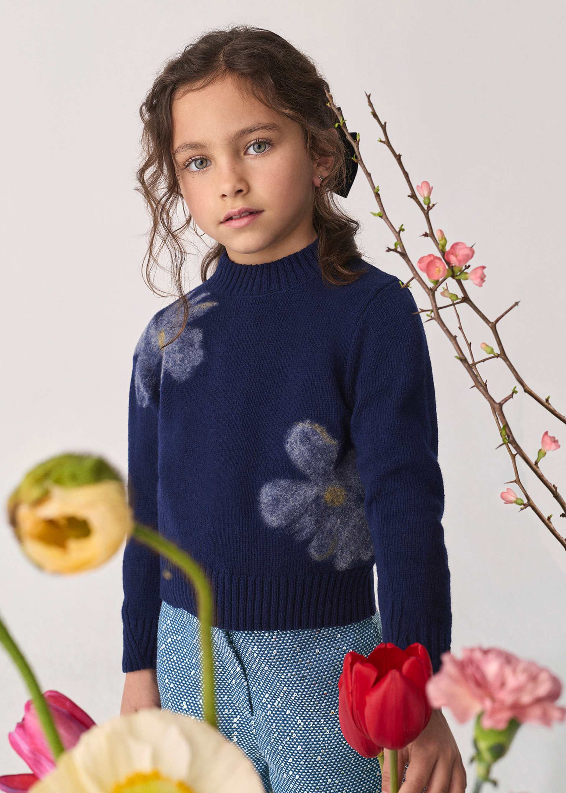 Maglione ricamo con lana bambina