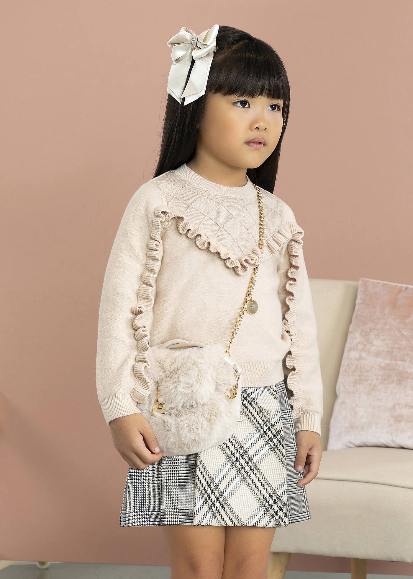 Girl combined check skirt | Abel & Lula ®