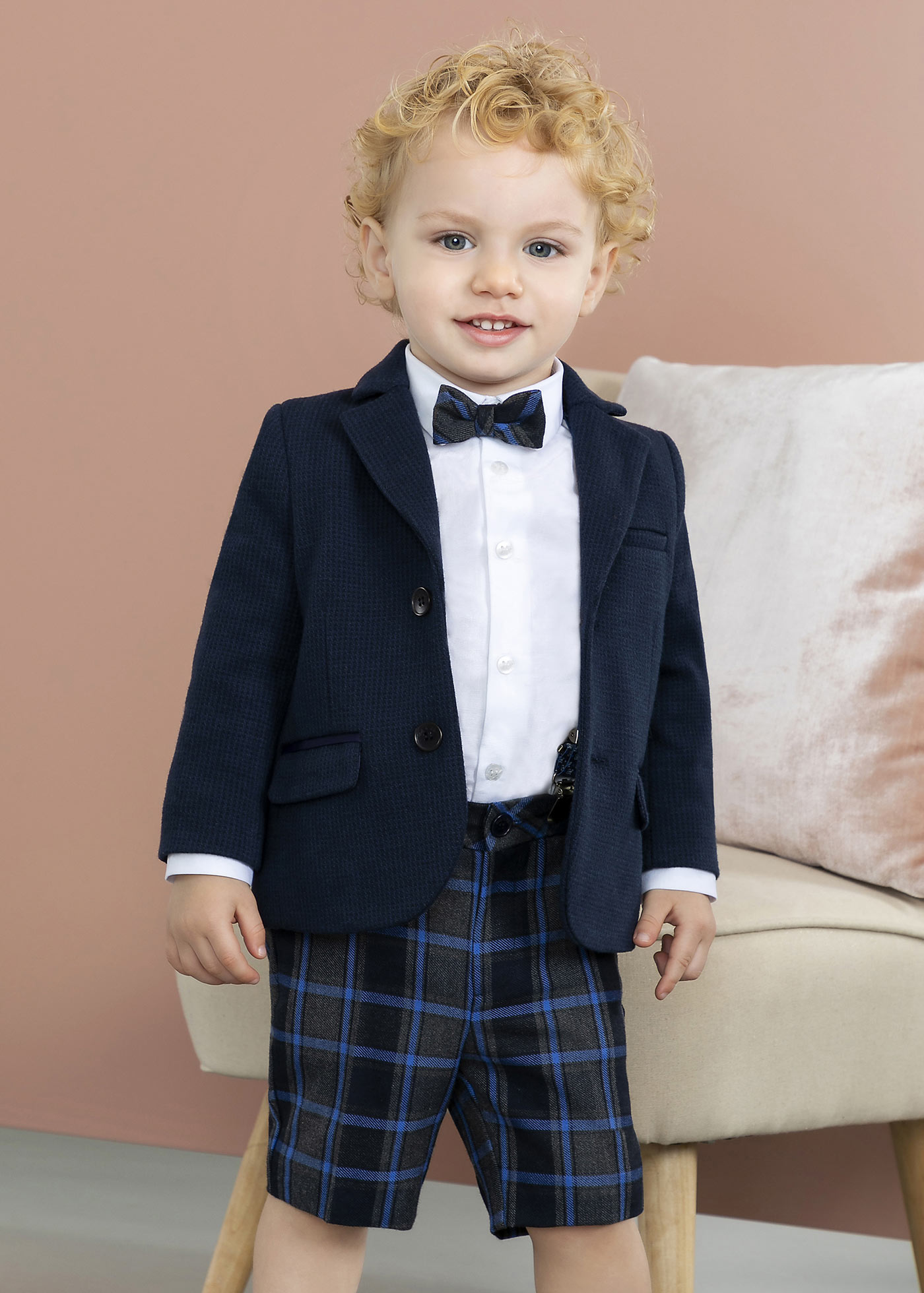 ABEL & LULA SHIRT & BERMUDA WITH SUSPENDERS- MARINO