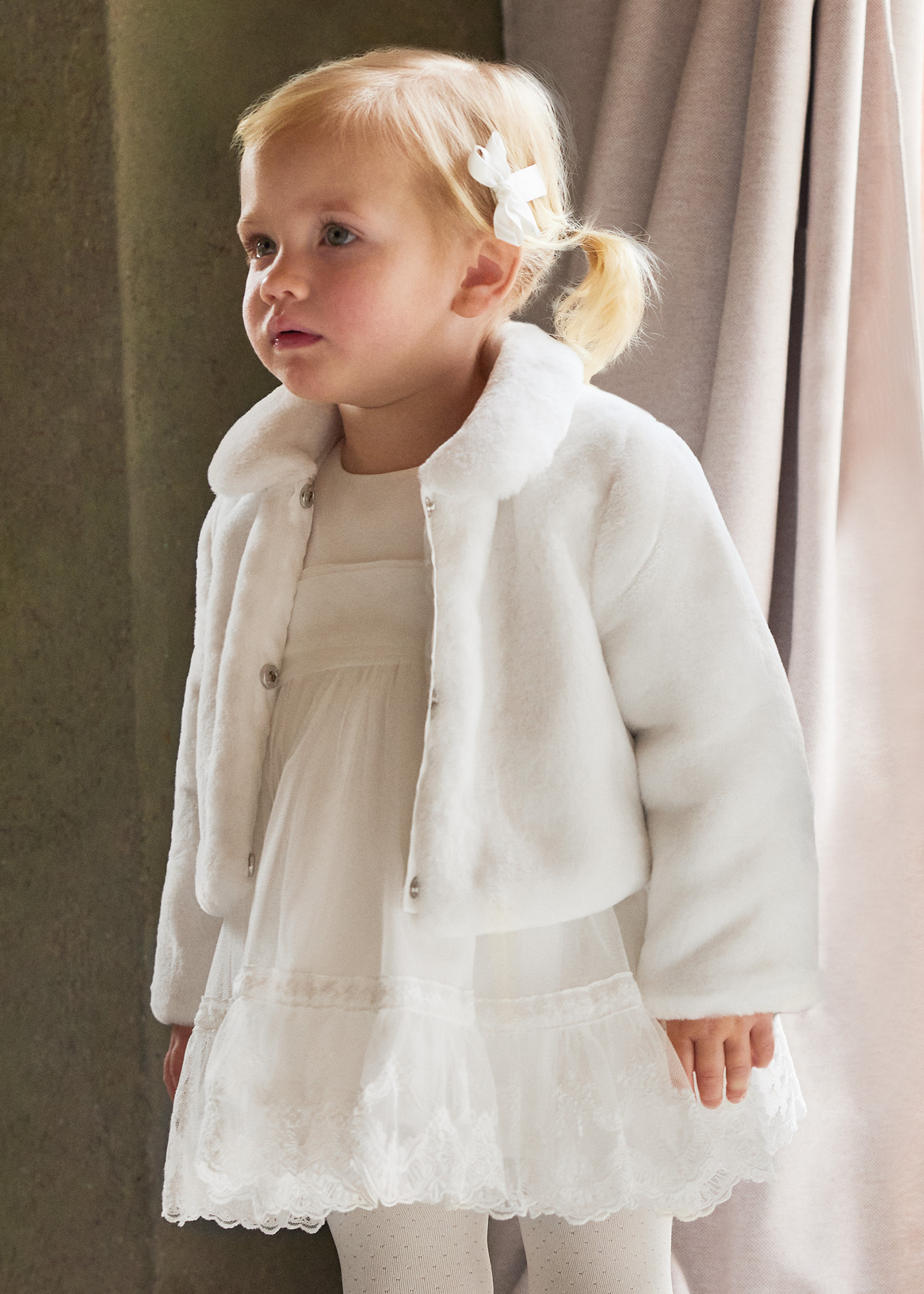 Baby Girls' Solid Faux Fur Jacket - Cat & Jack™ Off-White Newborn