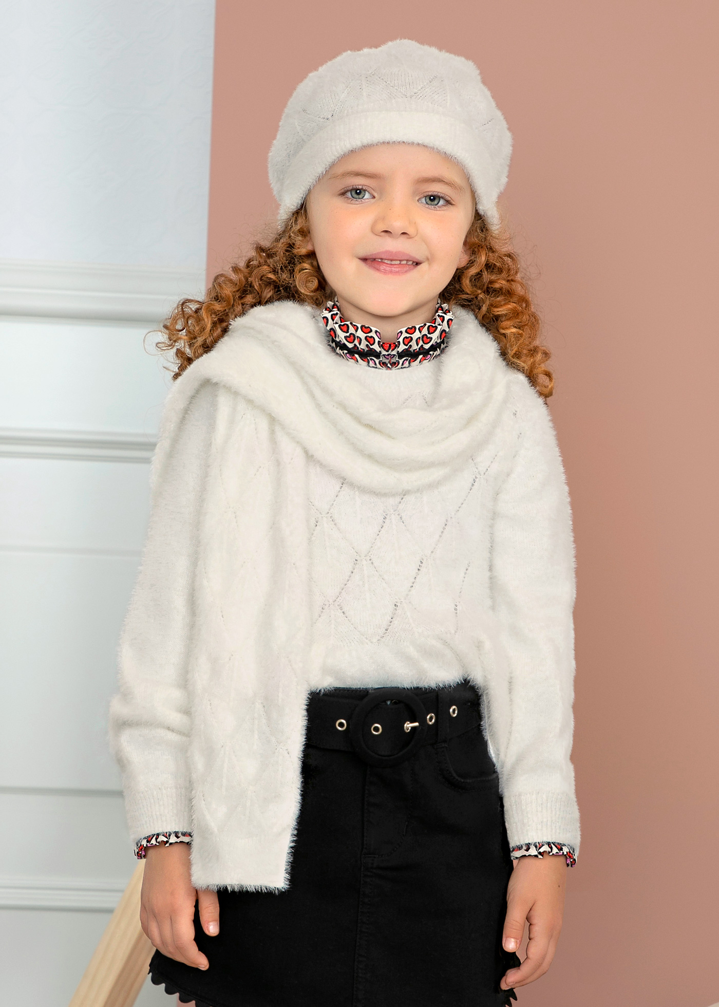 Shiny openwork faux fur sweater girl Abel & Lula