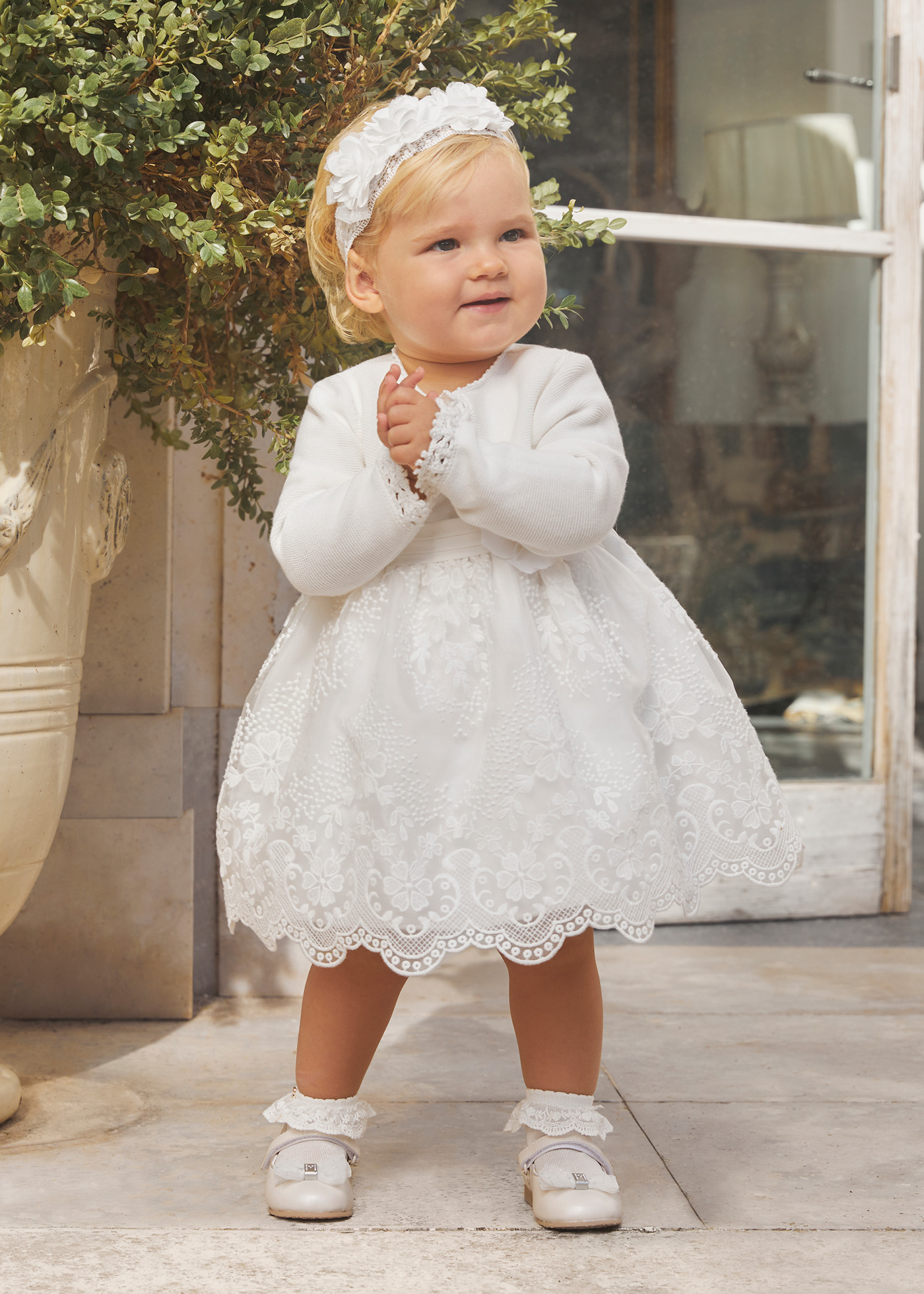 Fashion cream baby girl dress