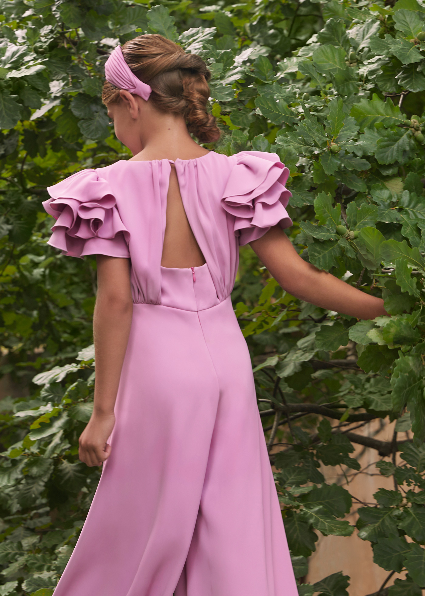 Girl Crepe Flowy Dress Mauve Abel Lula