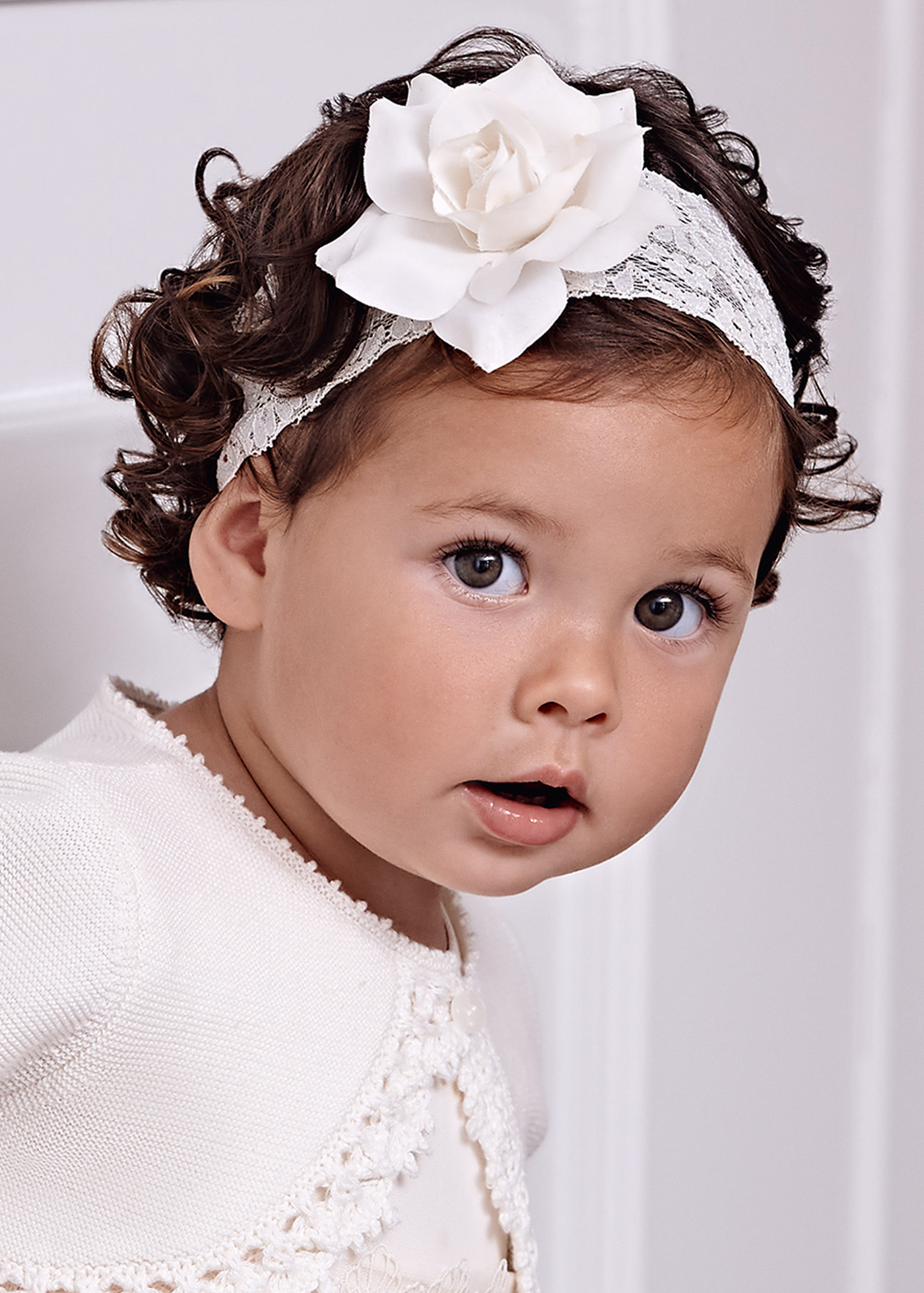 Baby flower lace headband Off white | Abel & Lula ®