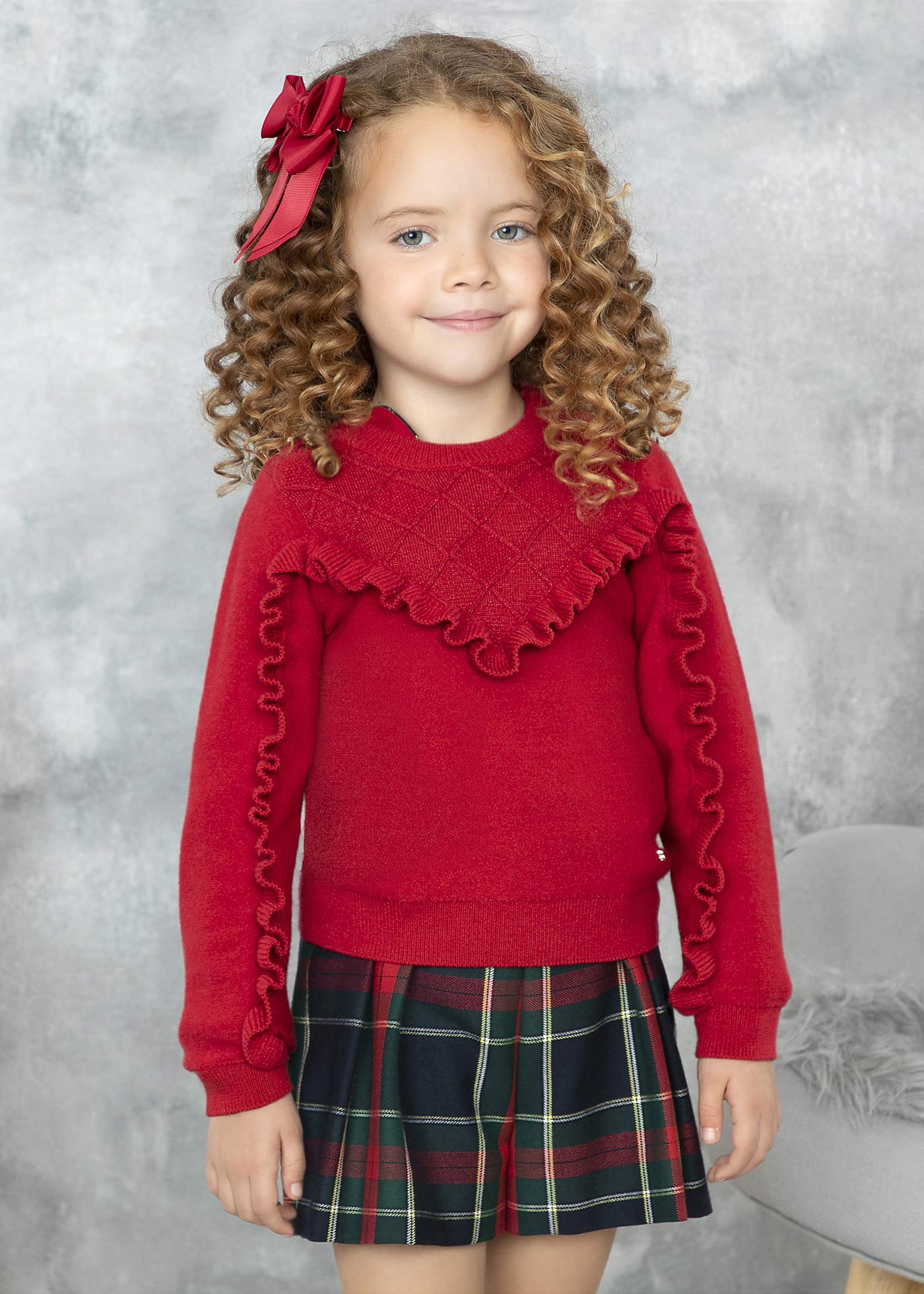 Ruffled knit sweater girl Abel & Lula