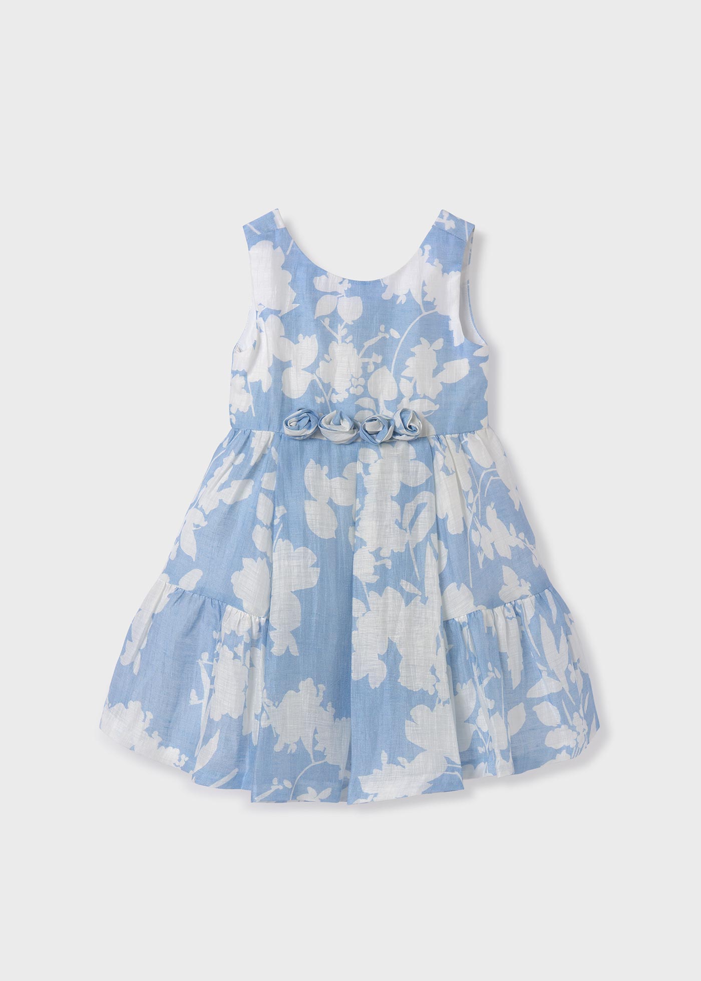 Girl printed linen dress Better Cotton Sky blue | Abel & Lula