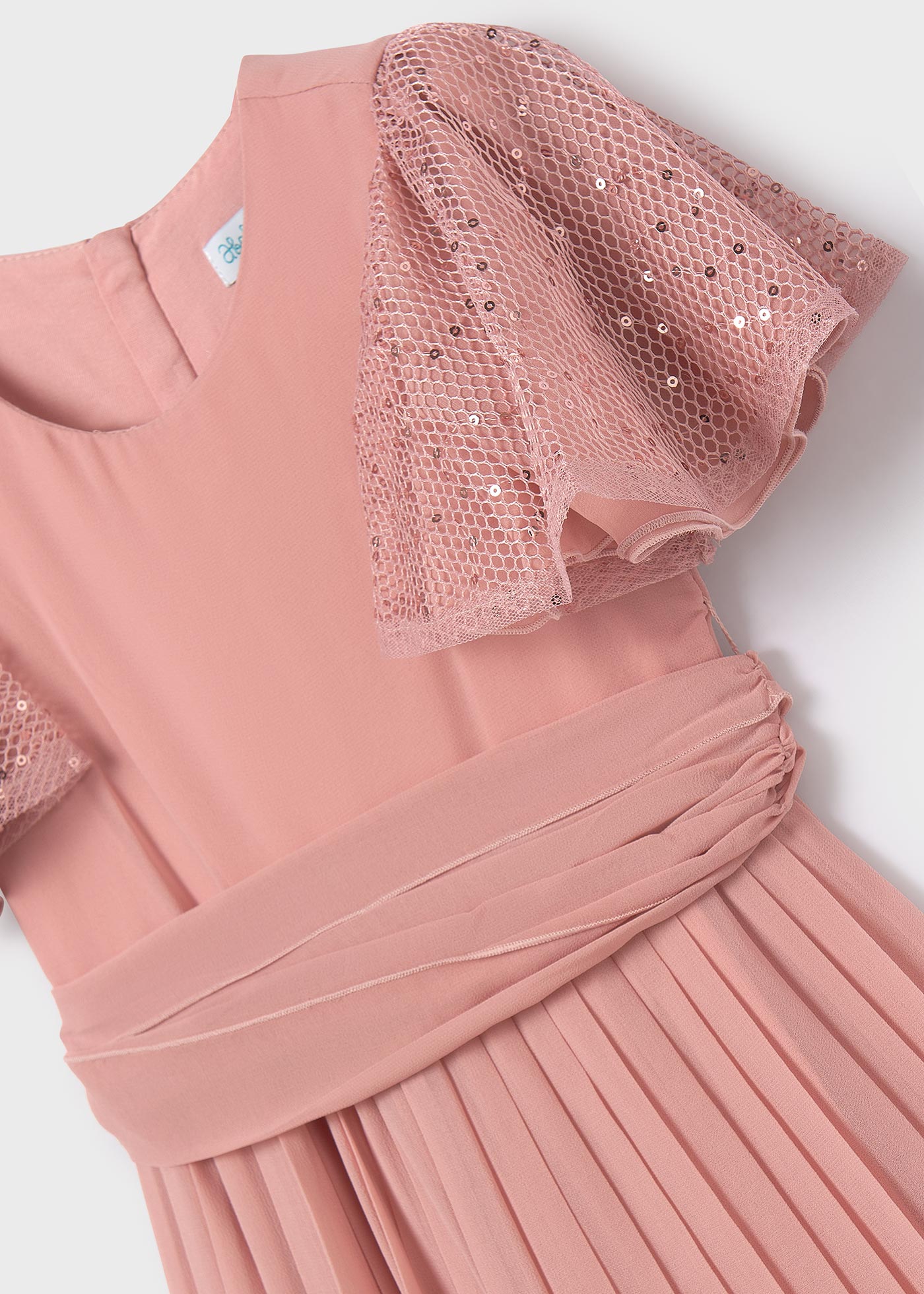 Girl pleated chiffon jumpsuit Pink | Abel & Lula ®