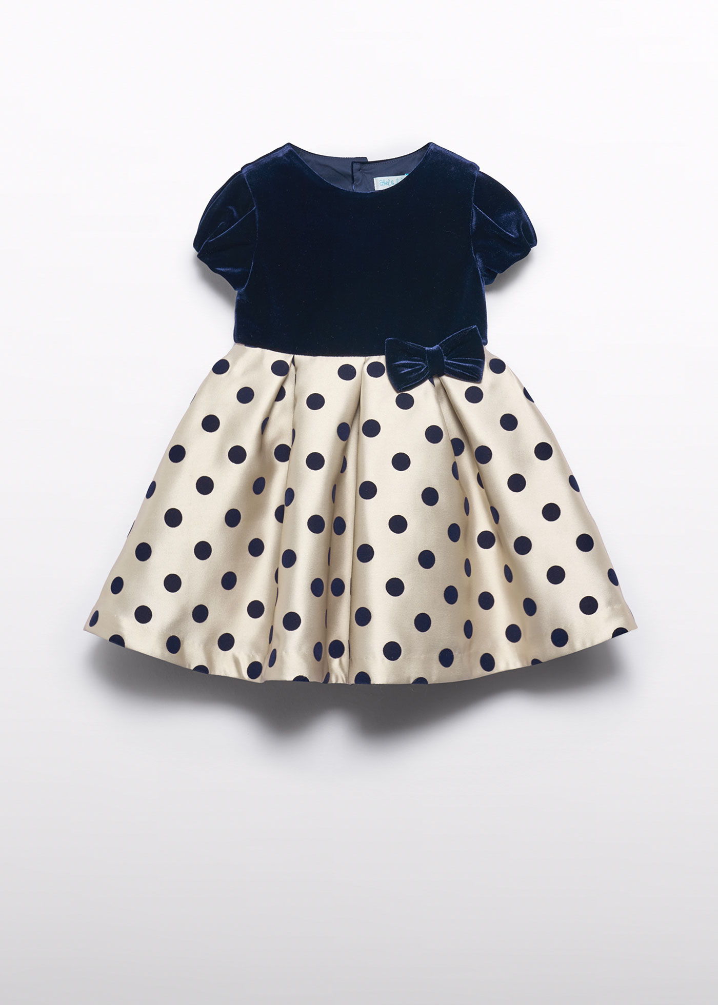 Girls mikado dress with flocked polka dots Navy blue | Abel & Lula ®
