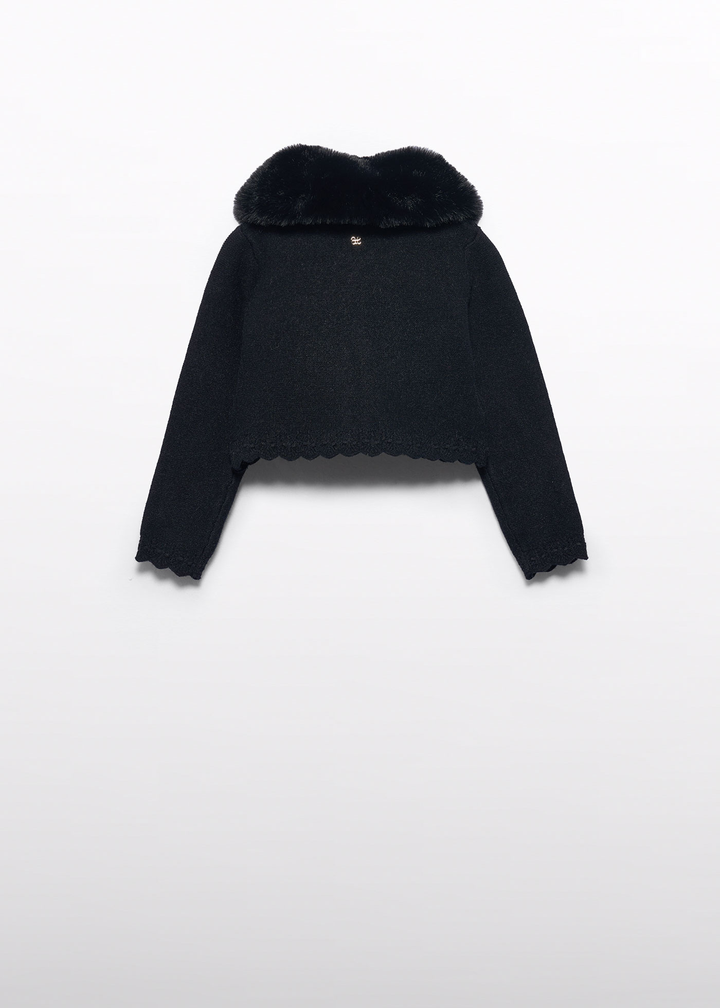 Cardigan in maglia colletto pellicciotto bambina Nero Abel Lula ®