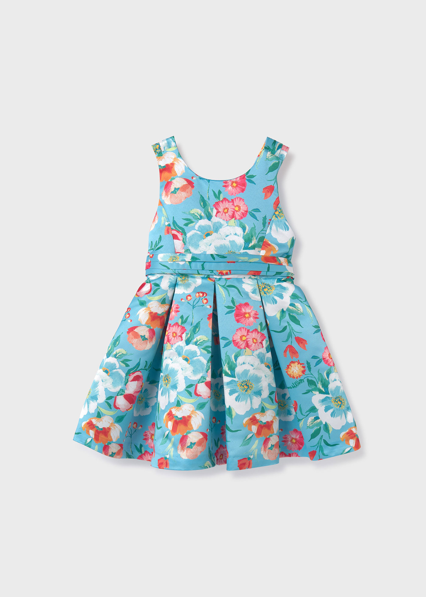 Girl printed sateen dress Turquoise | Abel & Lula ®