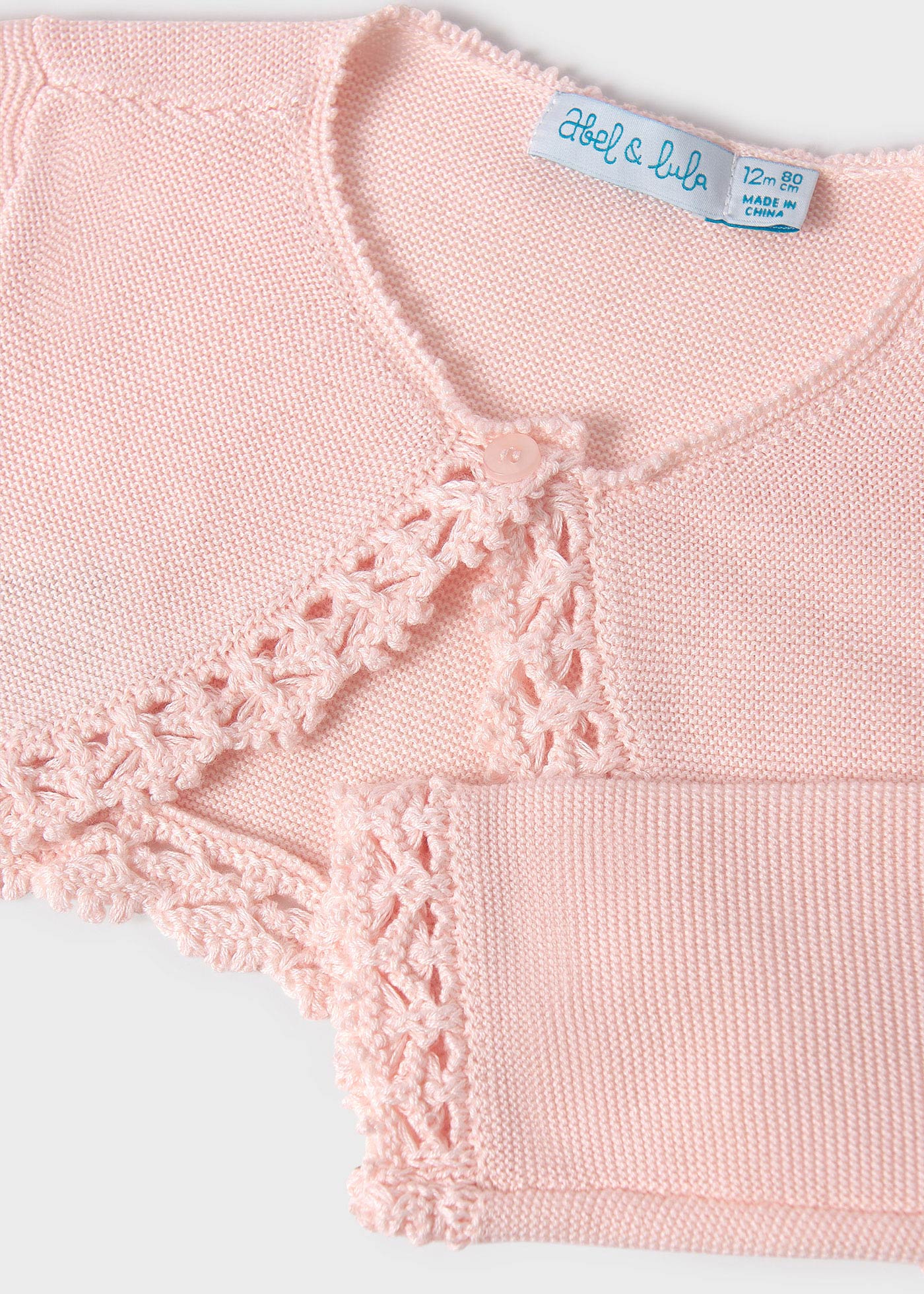 【新品タグつき】ROSY LUCE Cropped Knit Cardigan Baby cropped knit cardigan Pastel pink | Abel & Lula ®