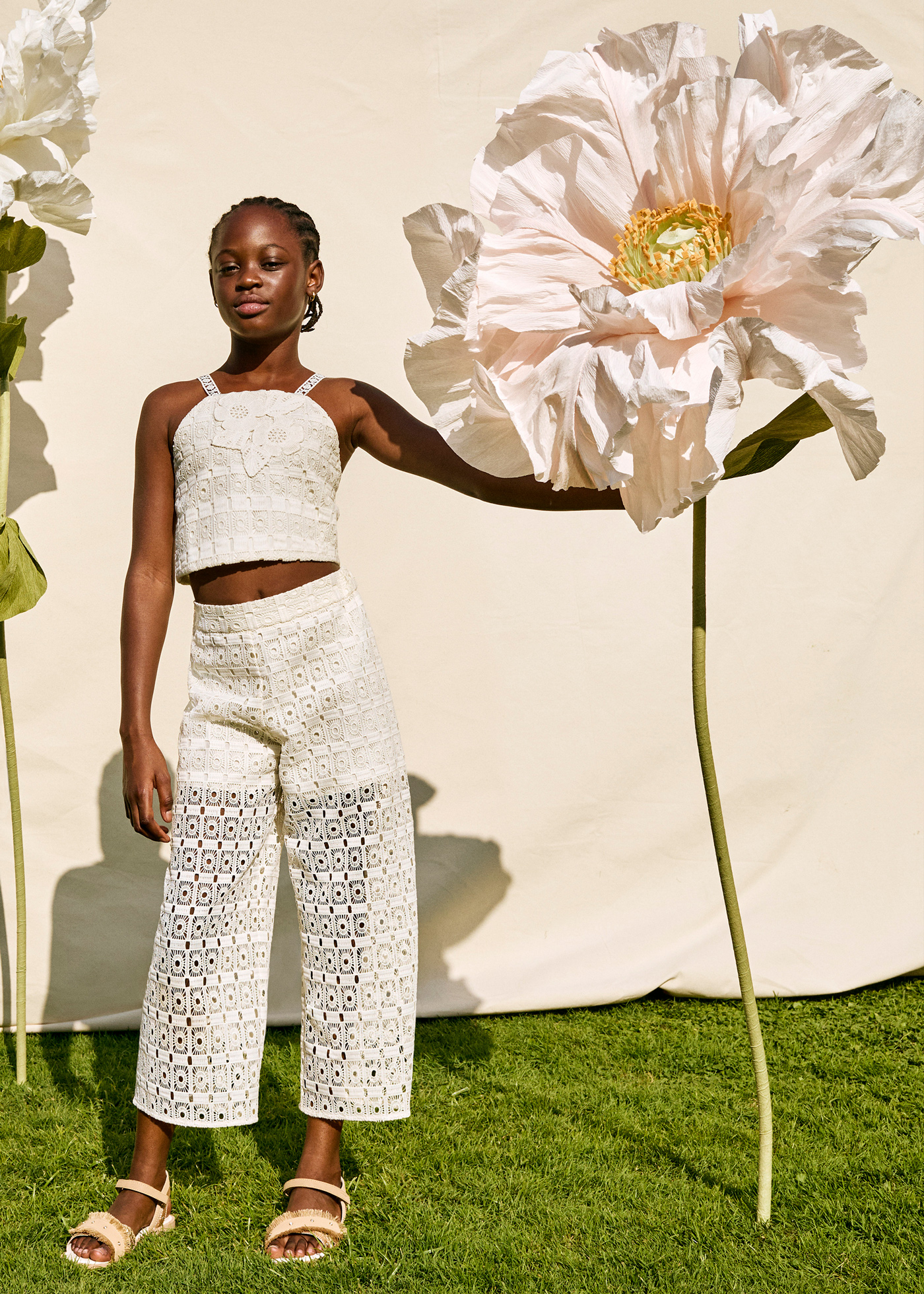 Girl crochet pants set Ecru | Abel & Lula ®