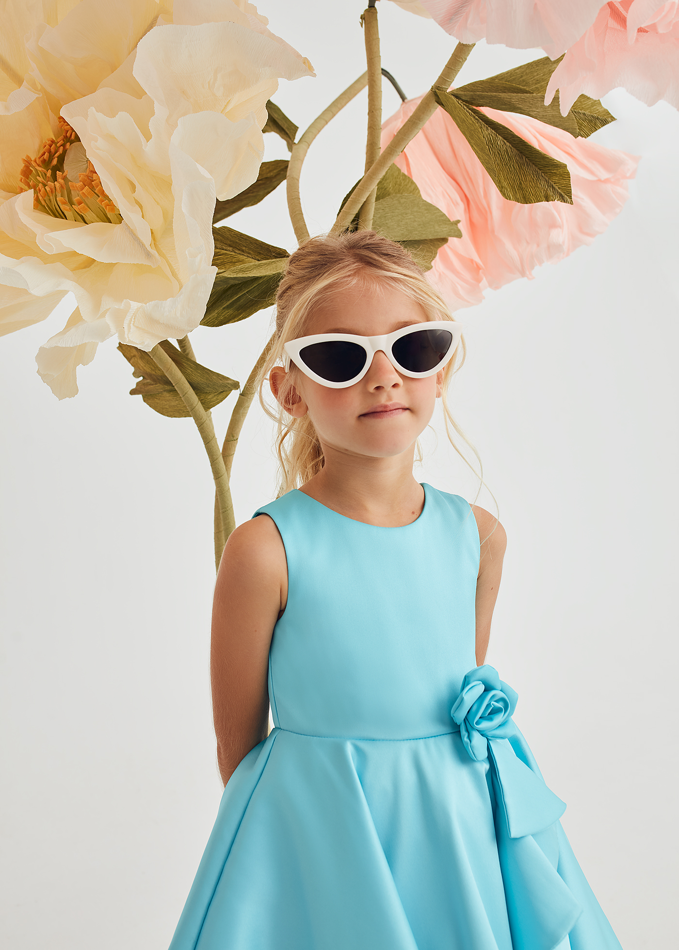Girl mikado ruffle dress Turquoise | Abel & Lula ®
