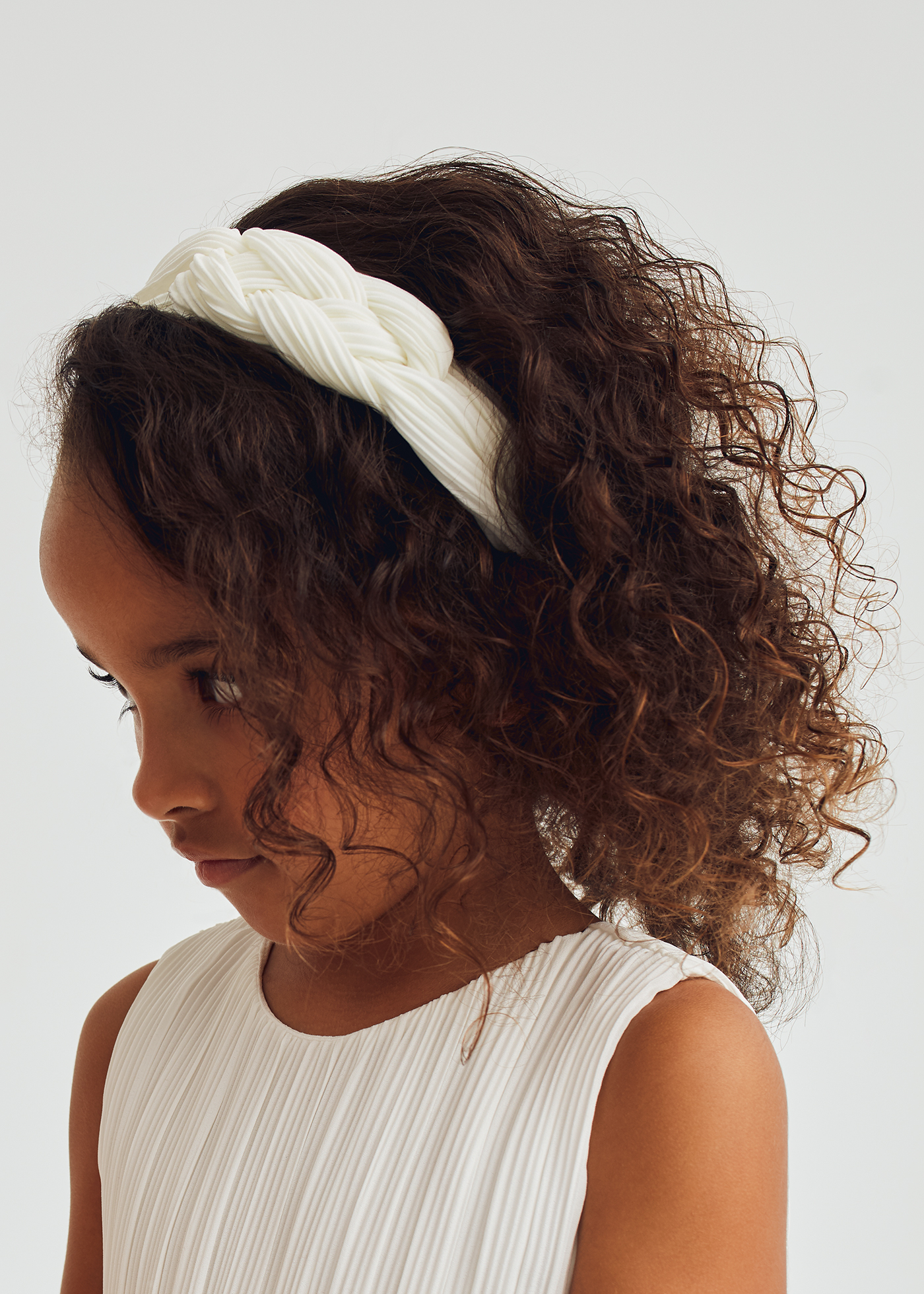 Girl pleated gauze headband Cream | Abel & Lula ®