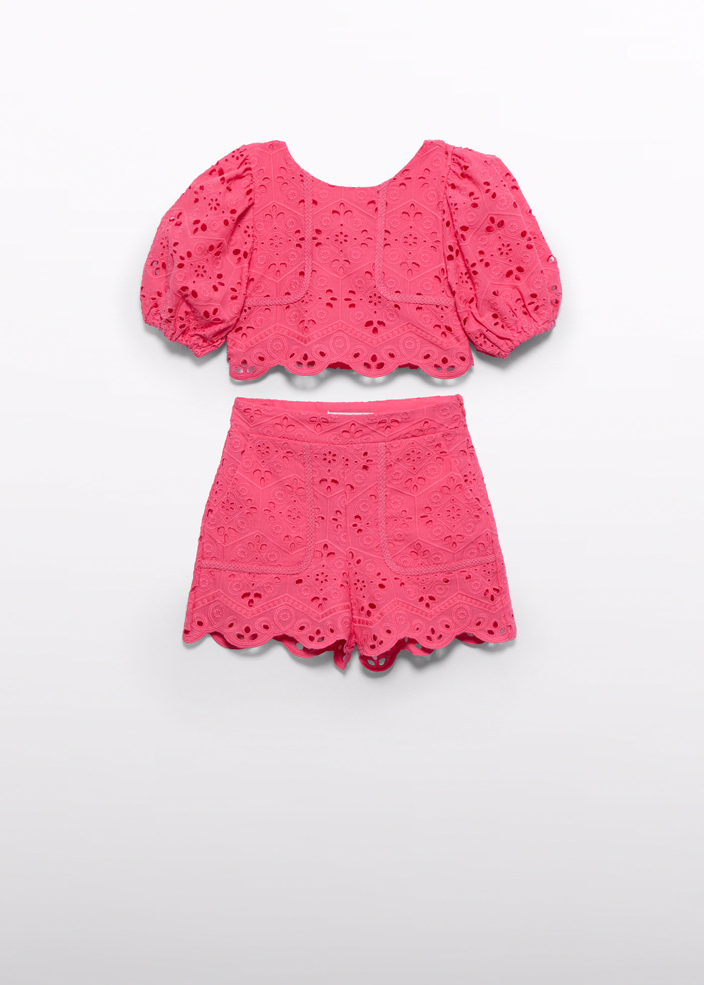 Girl embroidered shorts set Fuchsia | Abel & Lula ®