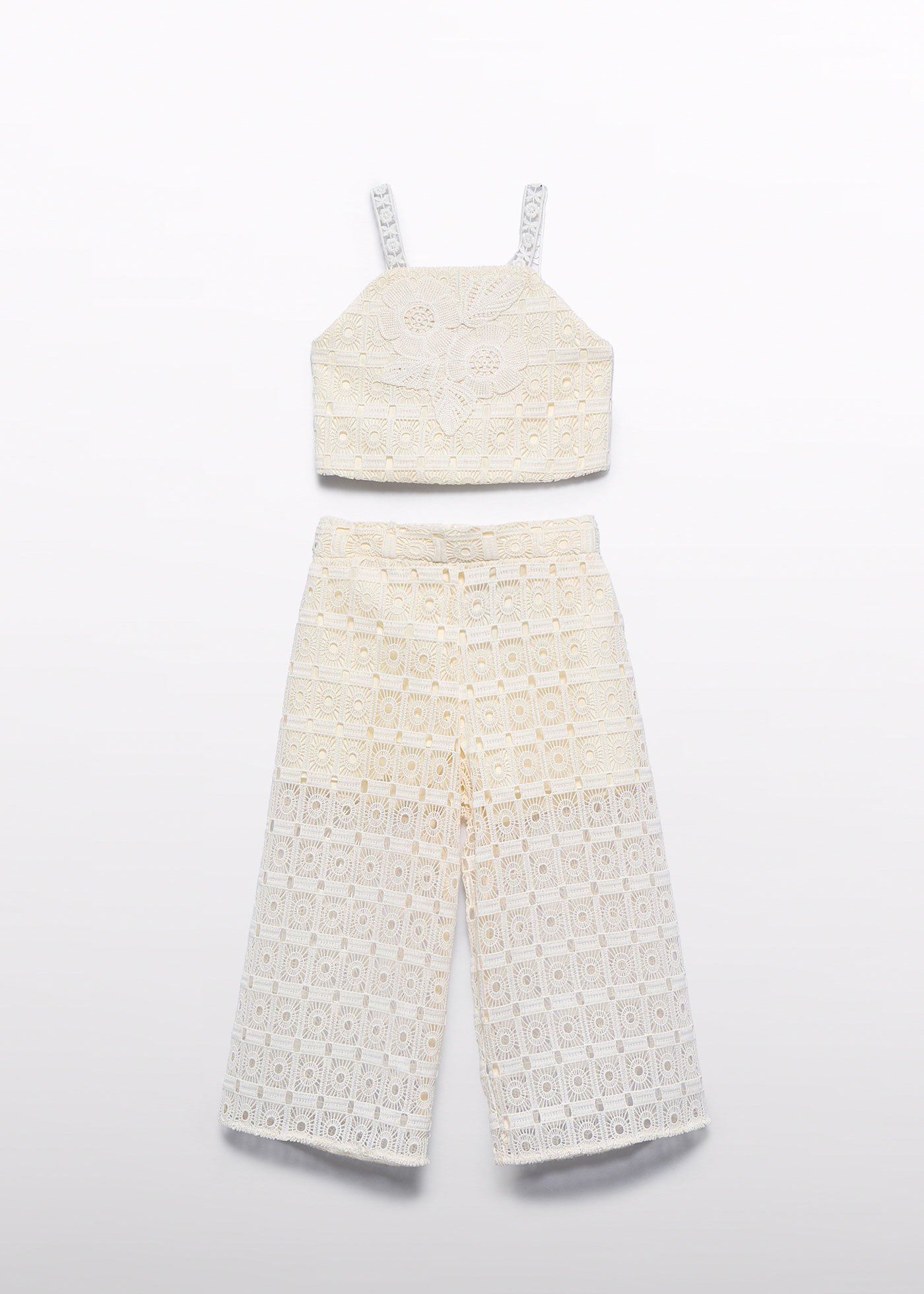andpal crochet lace pants アイボリー 80 新品完売品 Girl crochet pants set Ecru | Abel & Lula ®