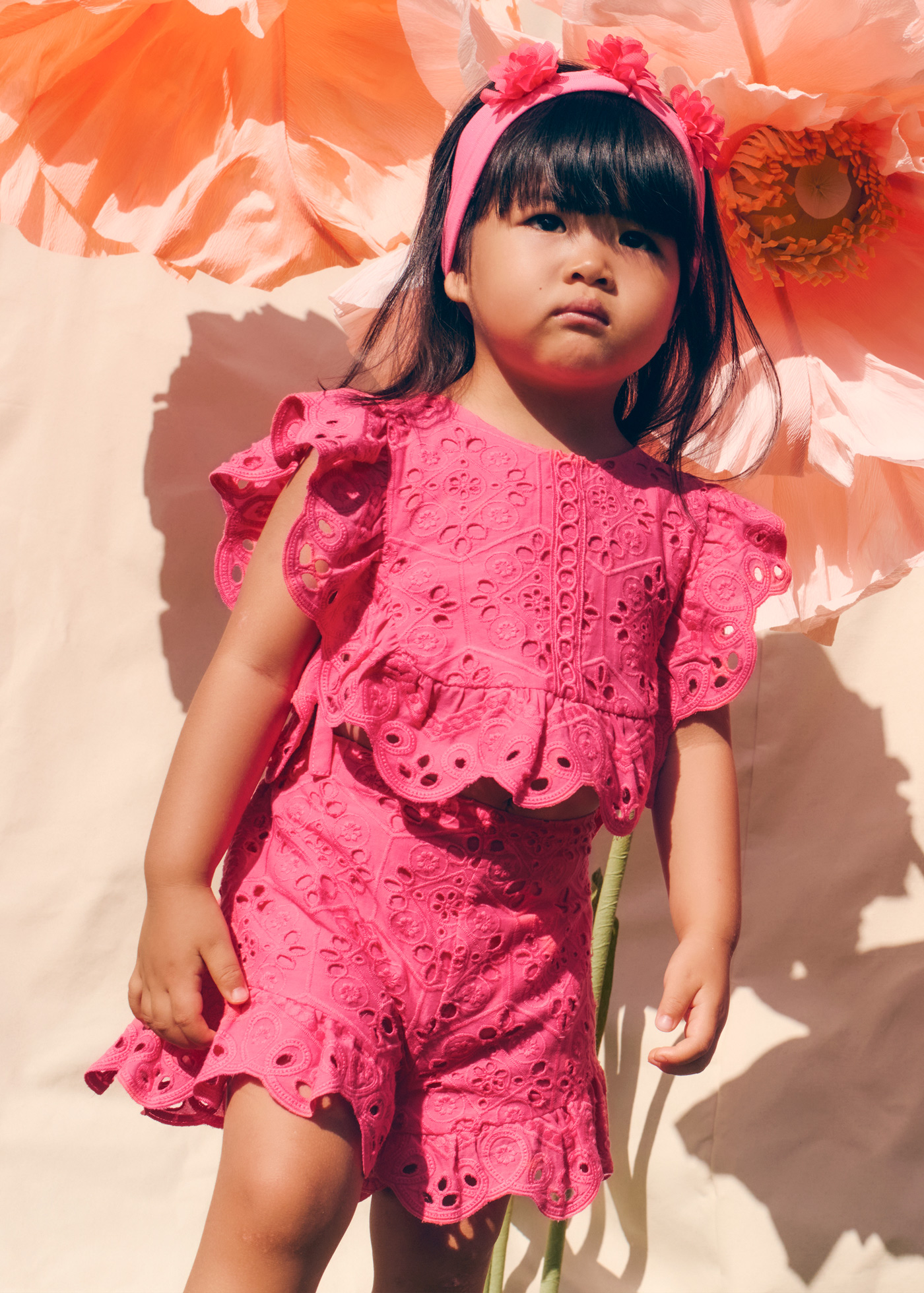 Baby embroidered shorts and top set Fuchsia | Abel & Lula ®