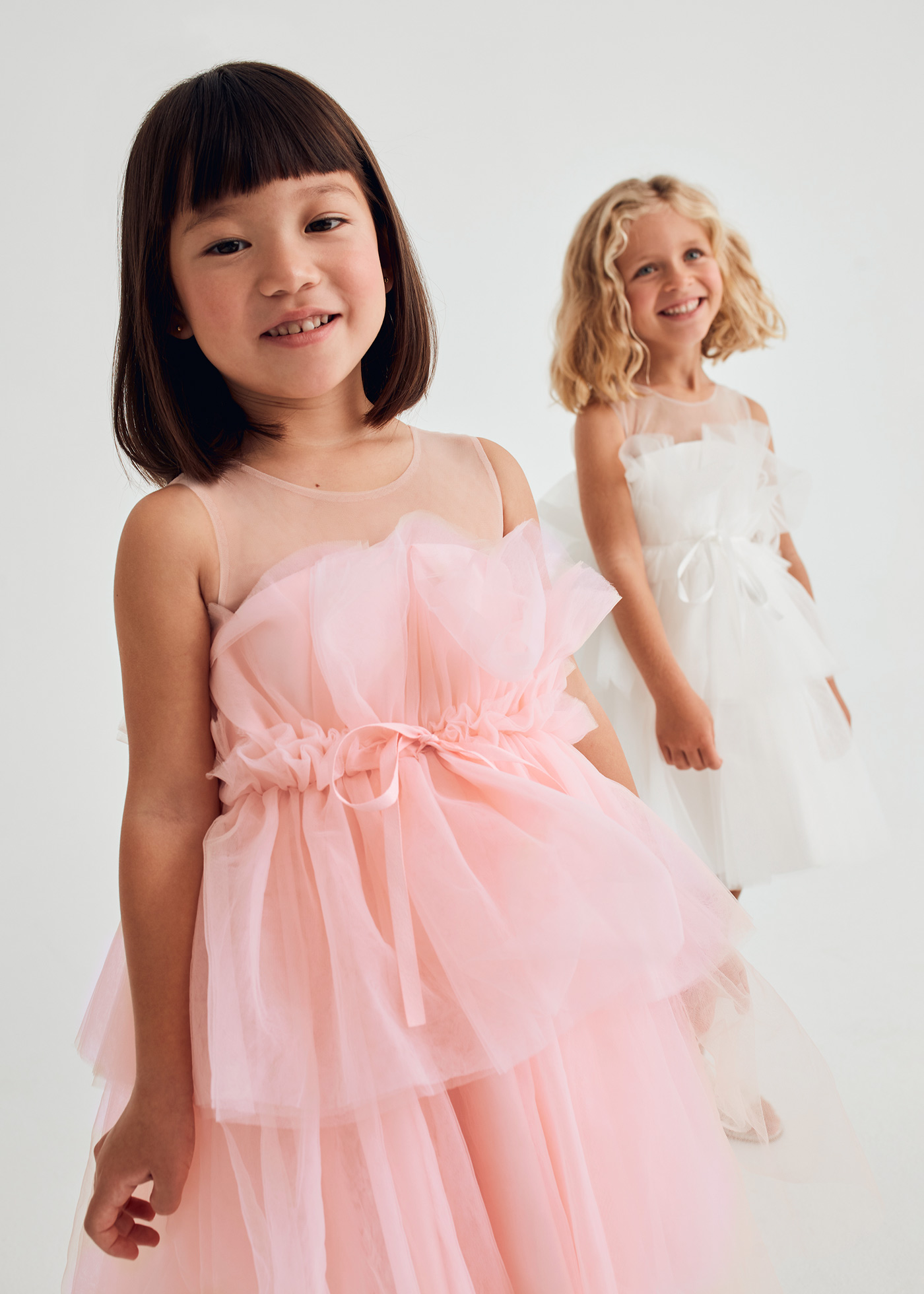【ABEL & LULA】　アベル＆ルラ　ベビーピンク　ドレス　シフォン Girl tulle layered dress Pink Peony | Abel & Lula ®