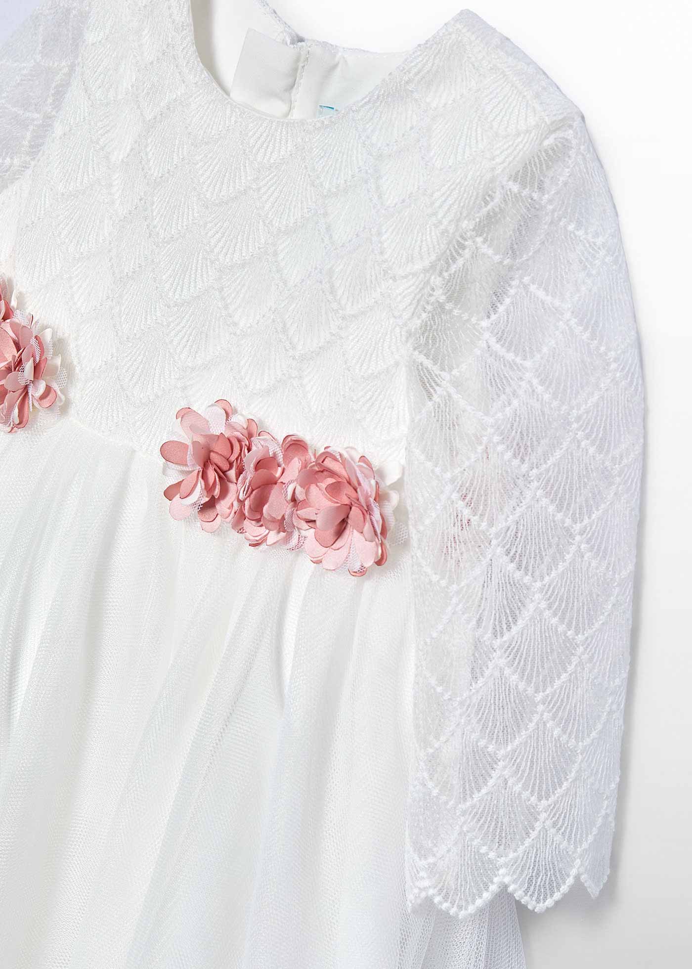 Baby Girl Embroidered Tulle Dress Cream | Abel & Lula