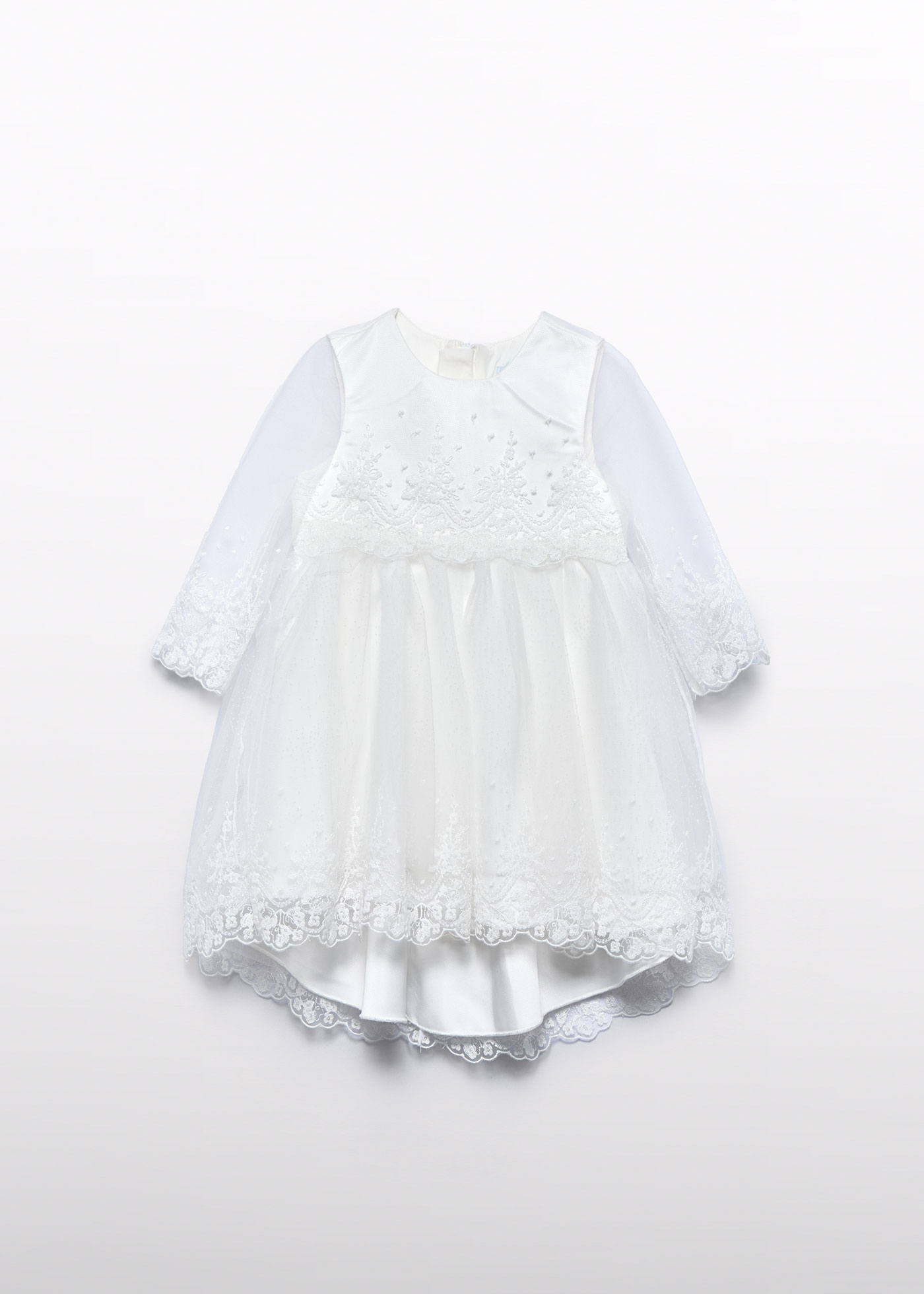 Baby Girl Embroidered Tulle Dress Cream | Abel & Lula ®