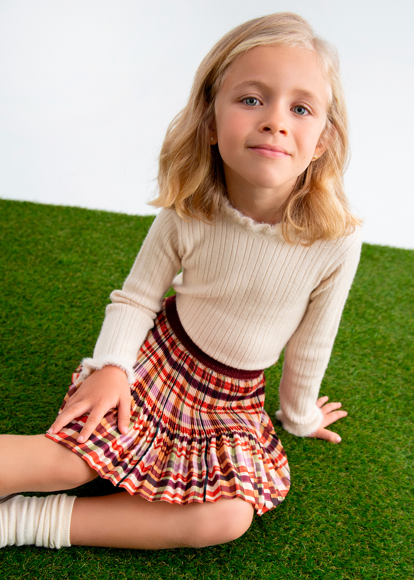 Girl Mini Pleated Plaid Skirt Paprika | Abel & Lula ®