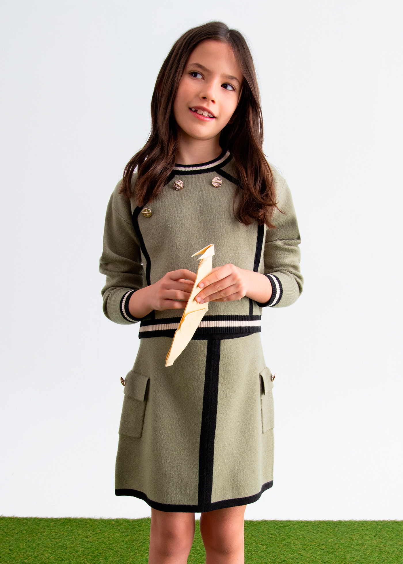 Girl Knit Skirt Set Bay leaf | Abel & Lula ®