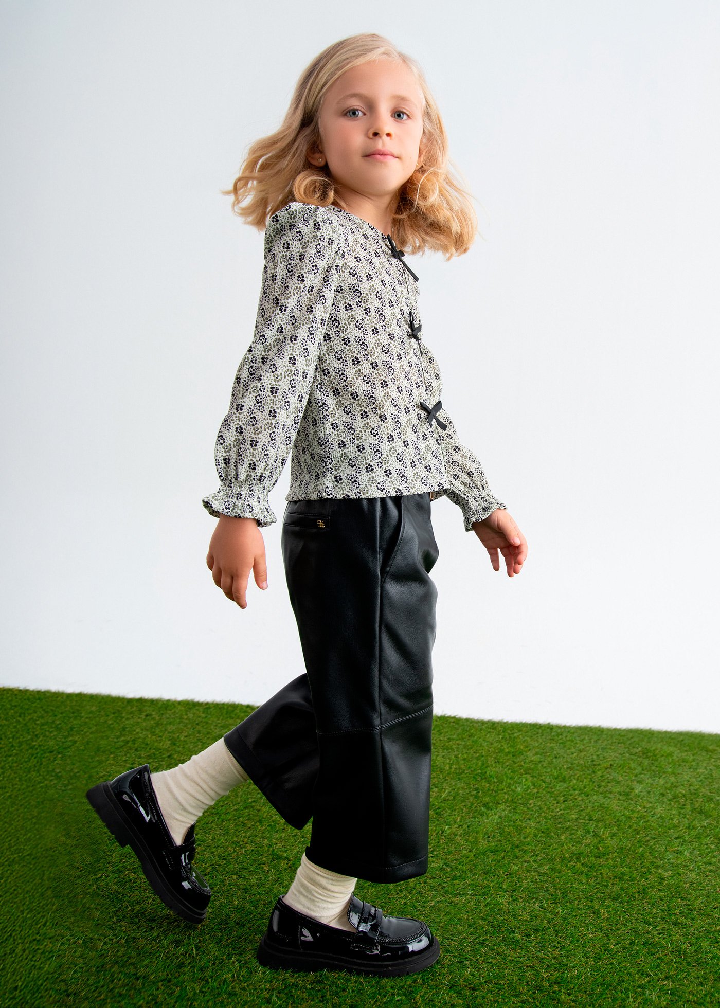 Girl Faux Leather Culotte Pants Black | Abel & Lula ®
