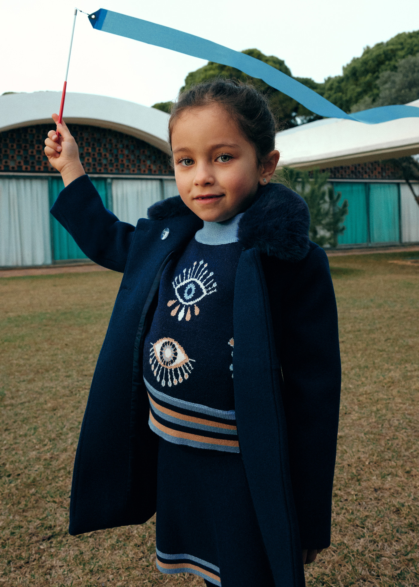 Girl Wool Coat Navy | Abel & Lula ®