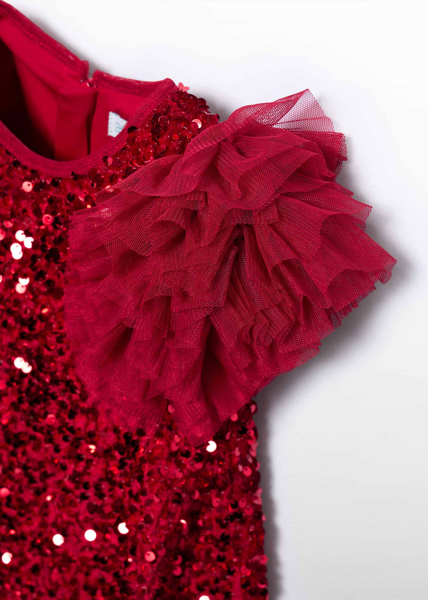 Girl Sequin and Tulle Dress Red | Abel & Lula Girl Sequin and Tulle Dress Red | Abel & Lula