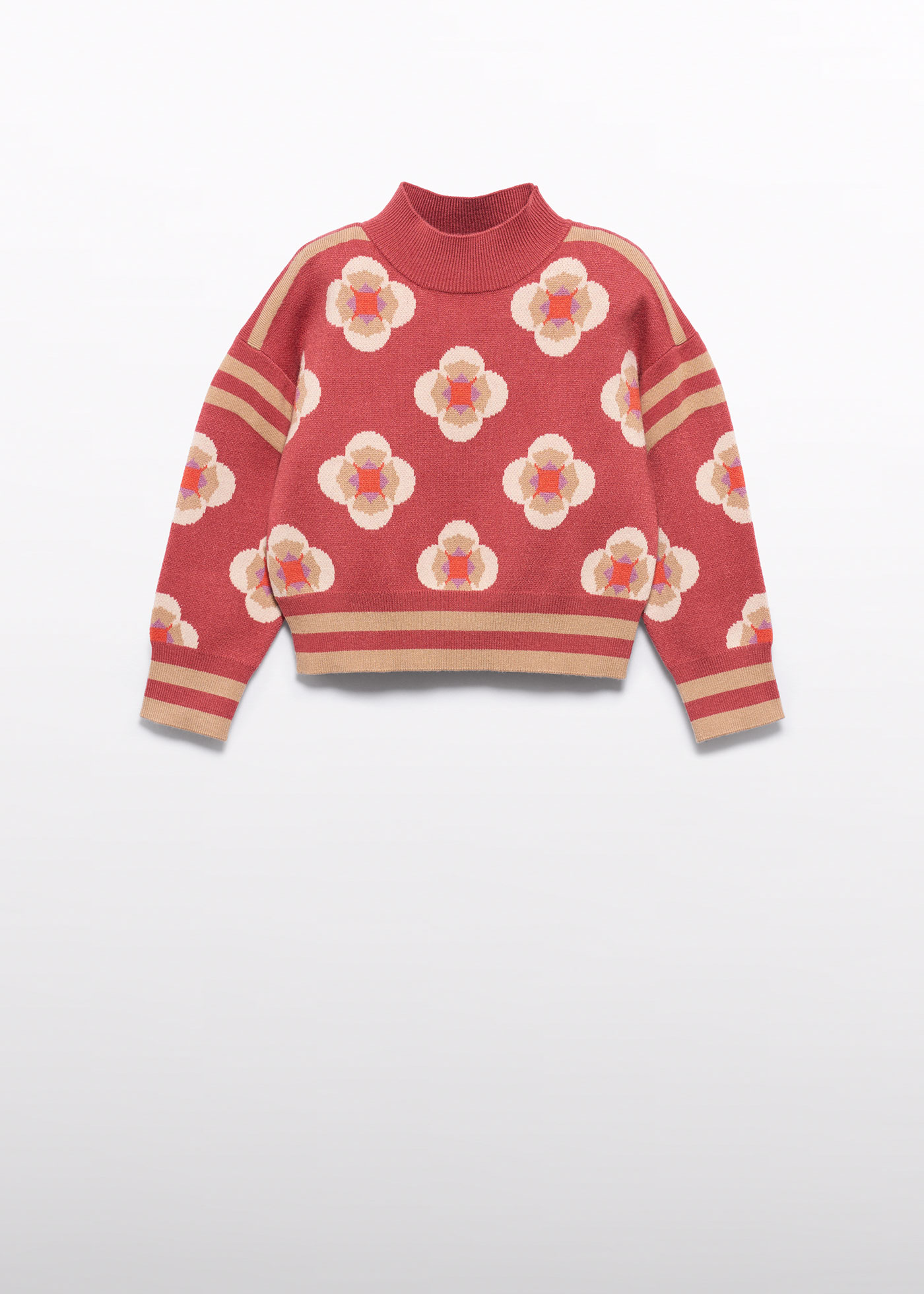 Girl Geometric Jacquard Sweater Paprika | Abel & Lula ®