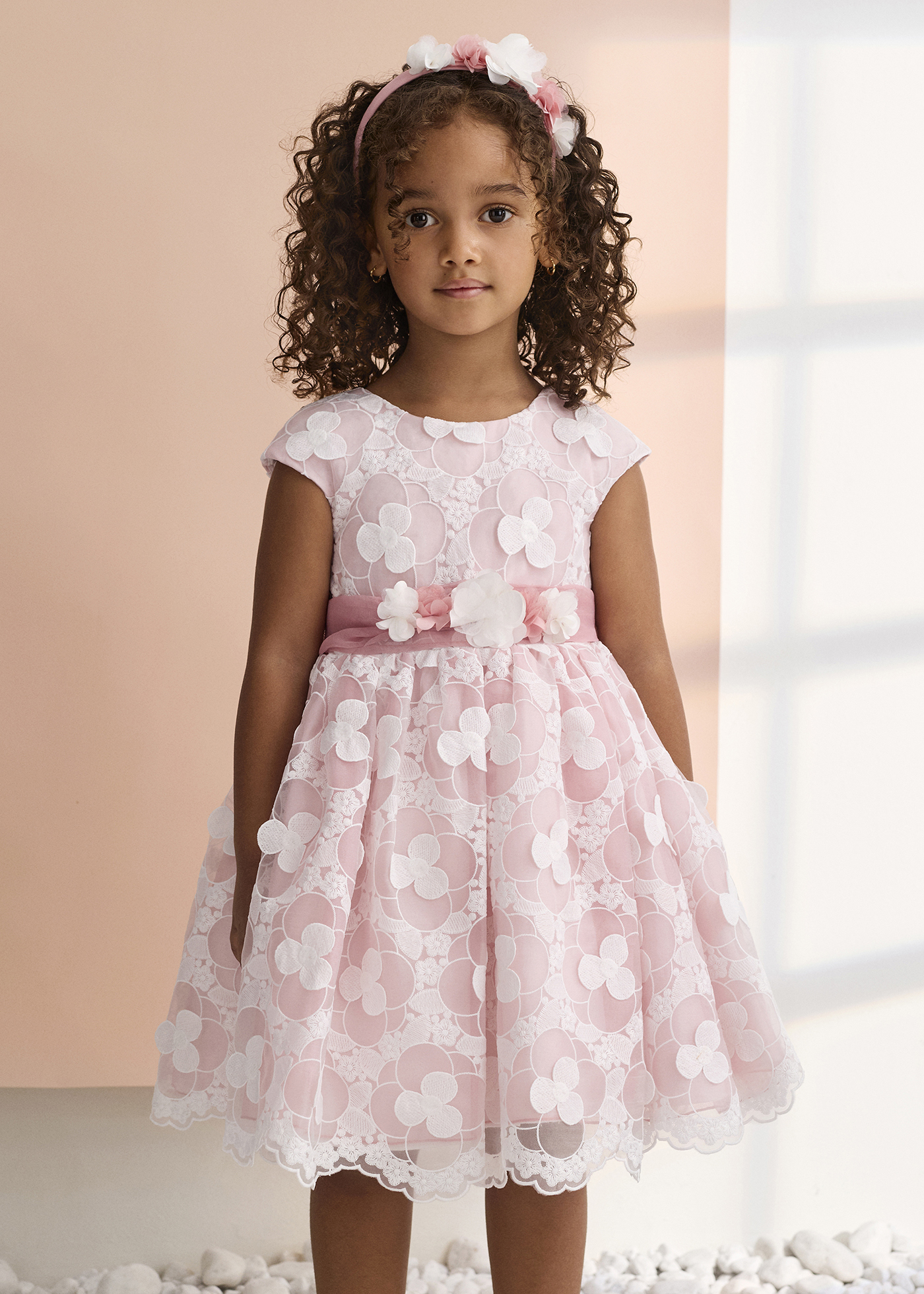 Girl Embroidered Organza Dress Pink | Abel & Lula Girl Embroidered Organza Dress Pink | Abel & Lula