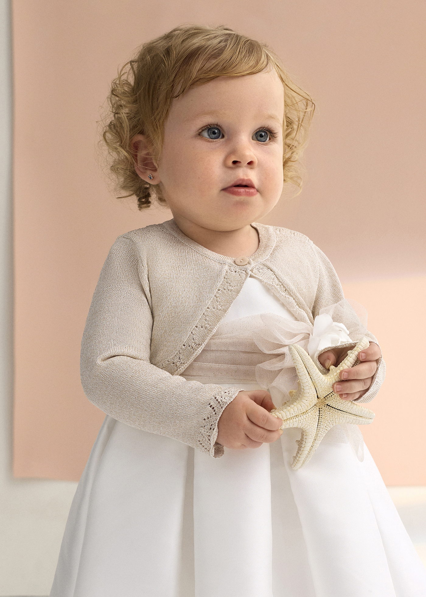 Baby Knit Crop Cardigan Champagne | Abel & Lula ®