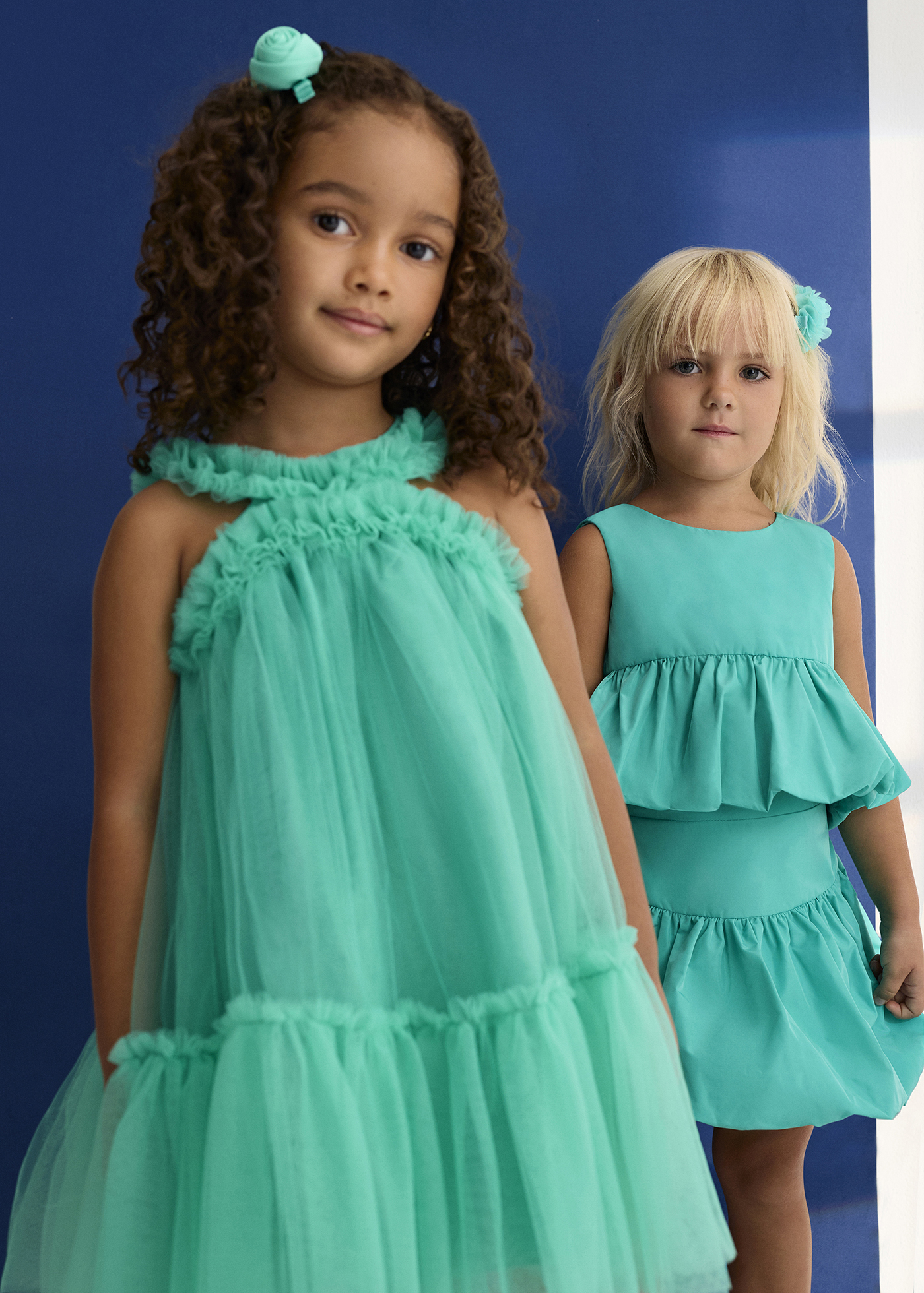 Girl Ruffled Tulle Dress Jade | Abel & Lula ®