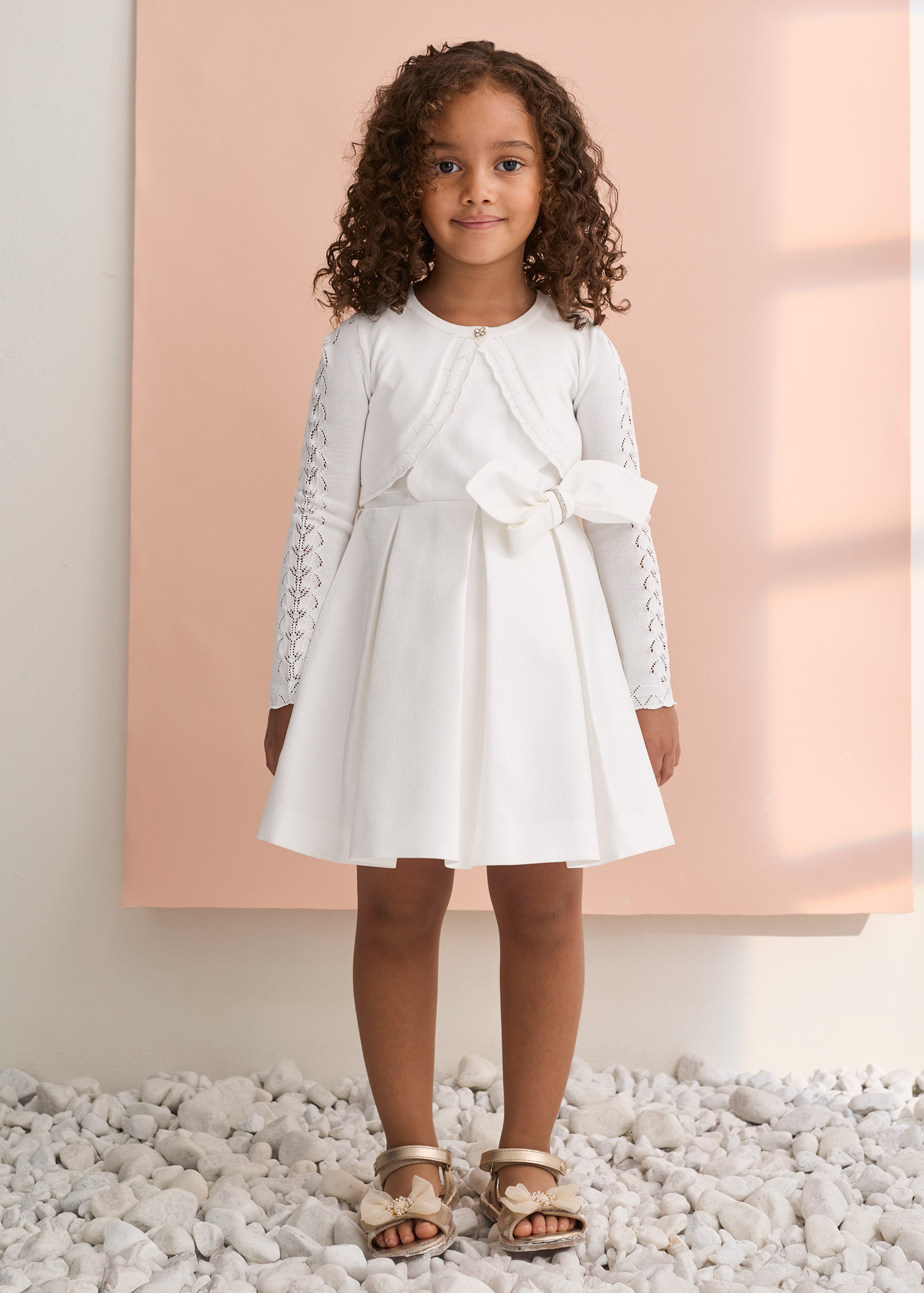 white christmas dresses Cream Gauze Shirt Dress Small main image 1