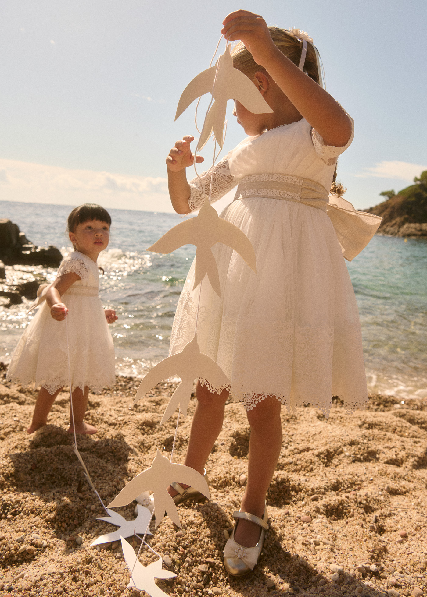 Girl Embroidered Tulle Dress Cream | Abel & Lula Girl Embroidered Tulle Dress Cream | Abel & Lula