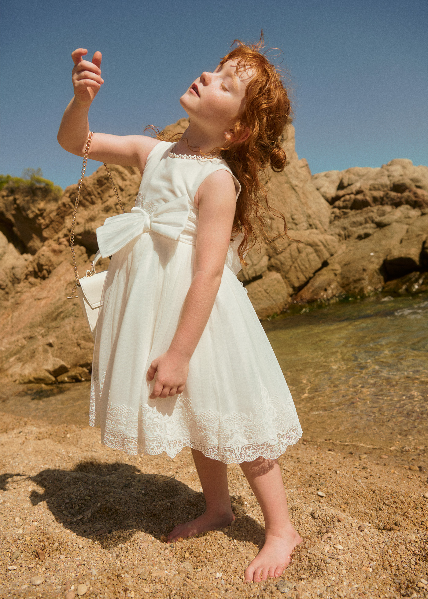 Girl Embroidered Tulle Dress Cream | Abel & Lula Girl Embroidered Tulle Dress Cream | Abel & Lula