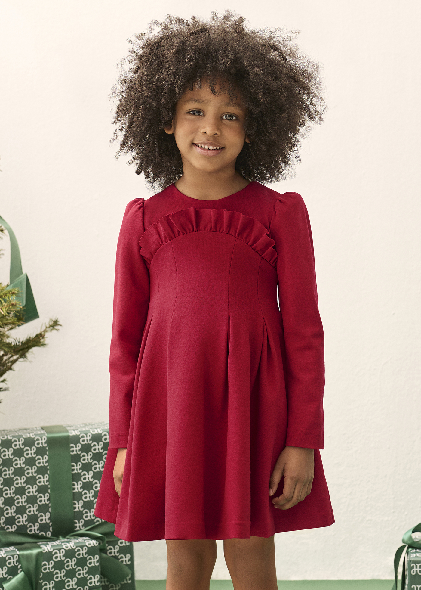 red knit long sleeve dress Girl Terry gender_WOMEN